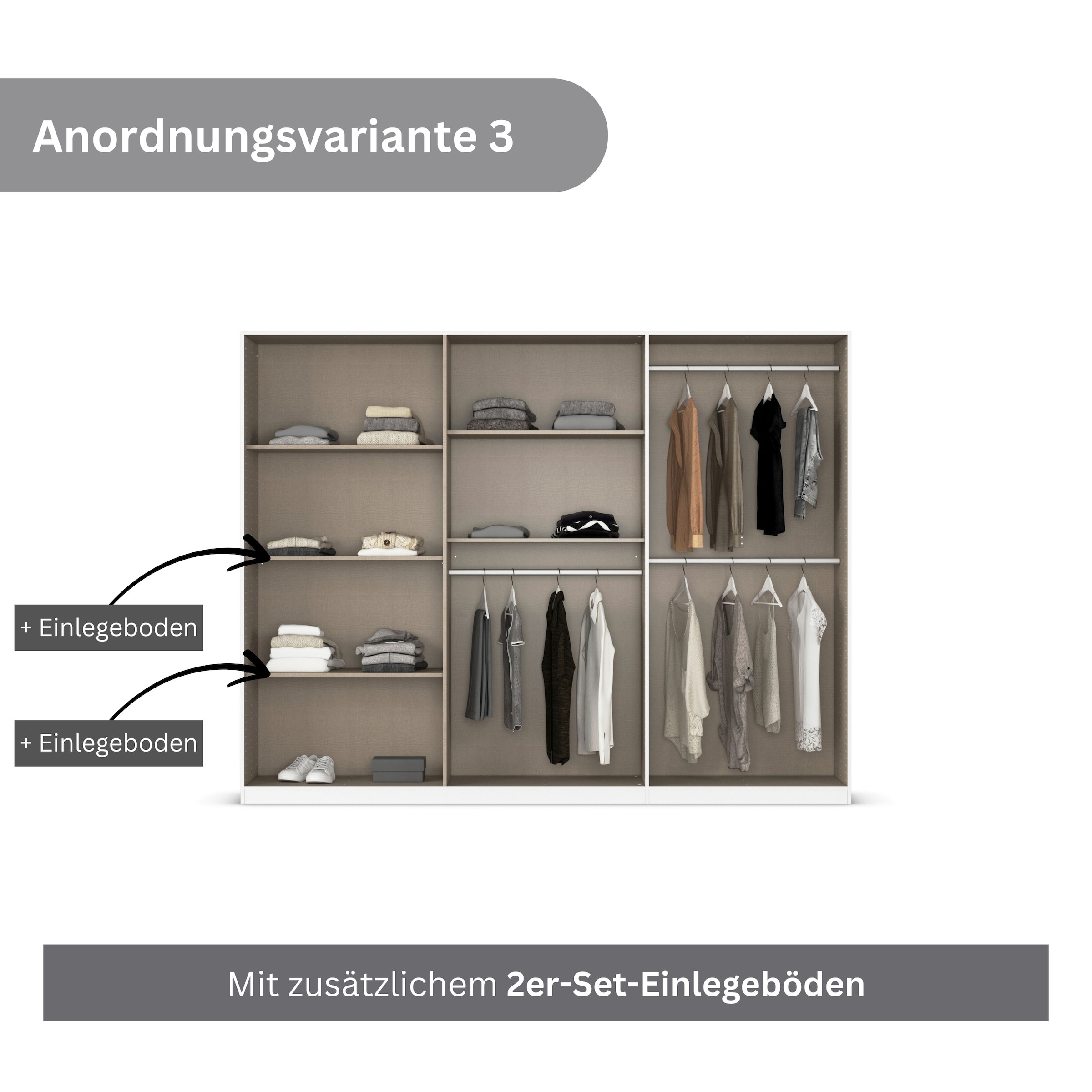 rauch Drehtürenschrank »Kleiderschrank Schrank Garderobe AGORDO mit Dekor- oder Hochglanzfront«, (in zwei Griff-Farben), durchdachte Innenausstattung, in 6 Breiten und 2 Höhen MADE IN GERMANY