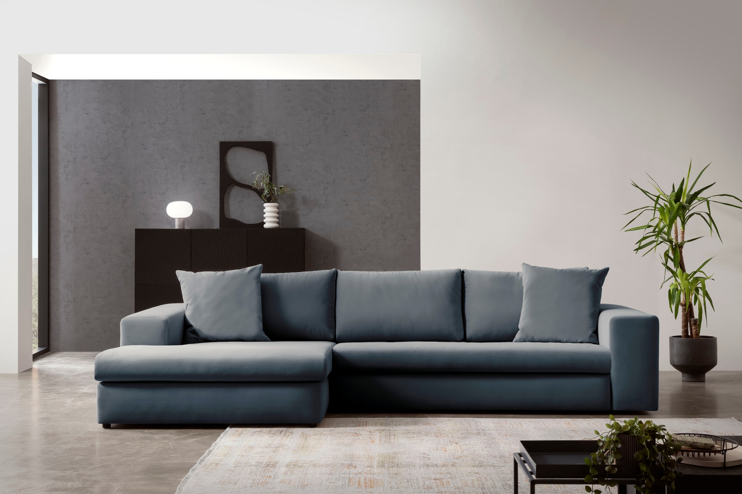 Home affaire Ecksofa »SLEETLAND XXL in Samtvelours oder Vintage-Leder-Optik günstig online kaufen