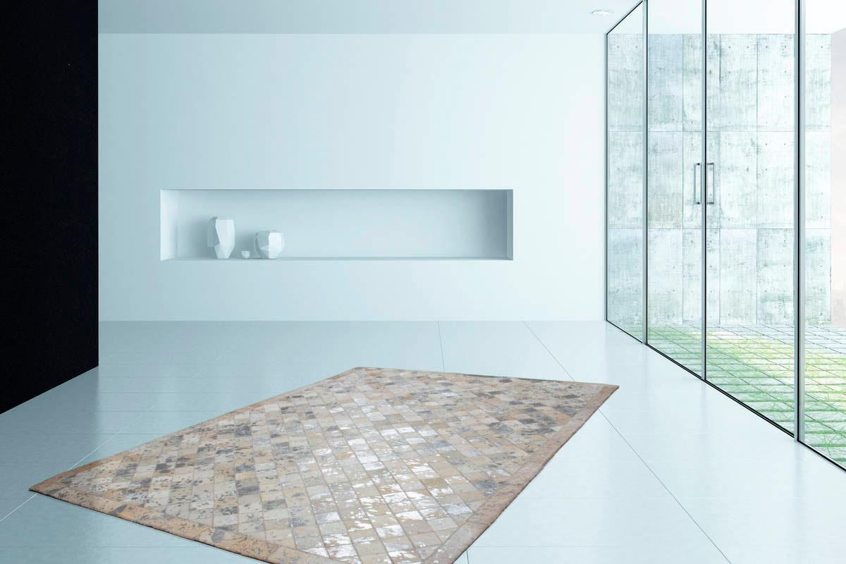 Kayoom Lederteppich »Lavish 210«, rechteckig, 8 mm Höhe, Patchwork-echtes Leder-Fell, Wohnzimmer