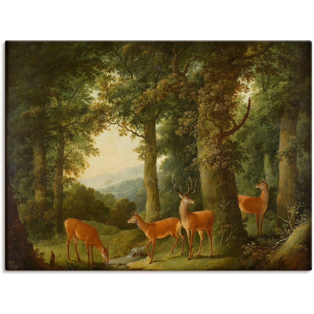 Artland Leinwandbild »Waldlandschaft mit Rotwild. Um 1760/70«, Wald, (1 St.)