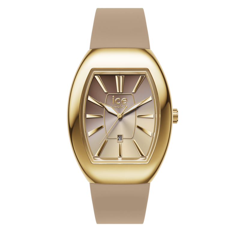 ICE-WATCH Quarzuhr »ICE boliday - Dome - Metal - Small - 3H + Date« Armbanduhr, Damenuhr, analog, Datum, Silikonarmband beigefarben Stilvolle...