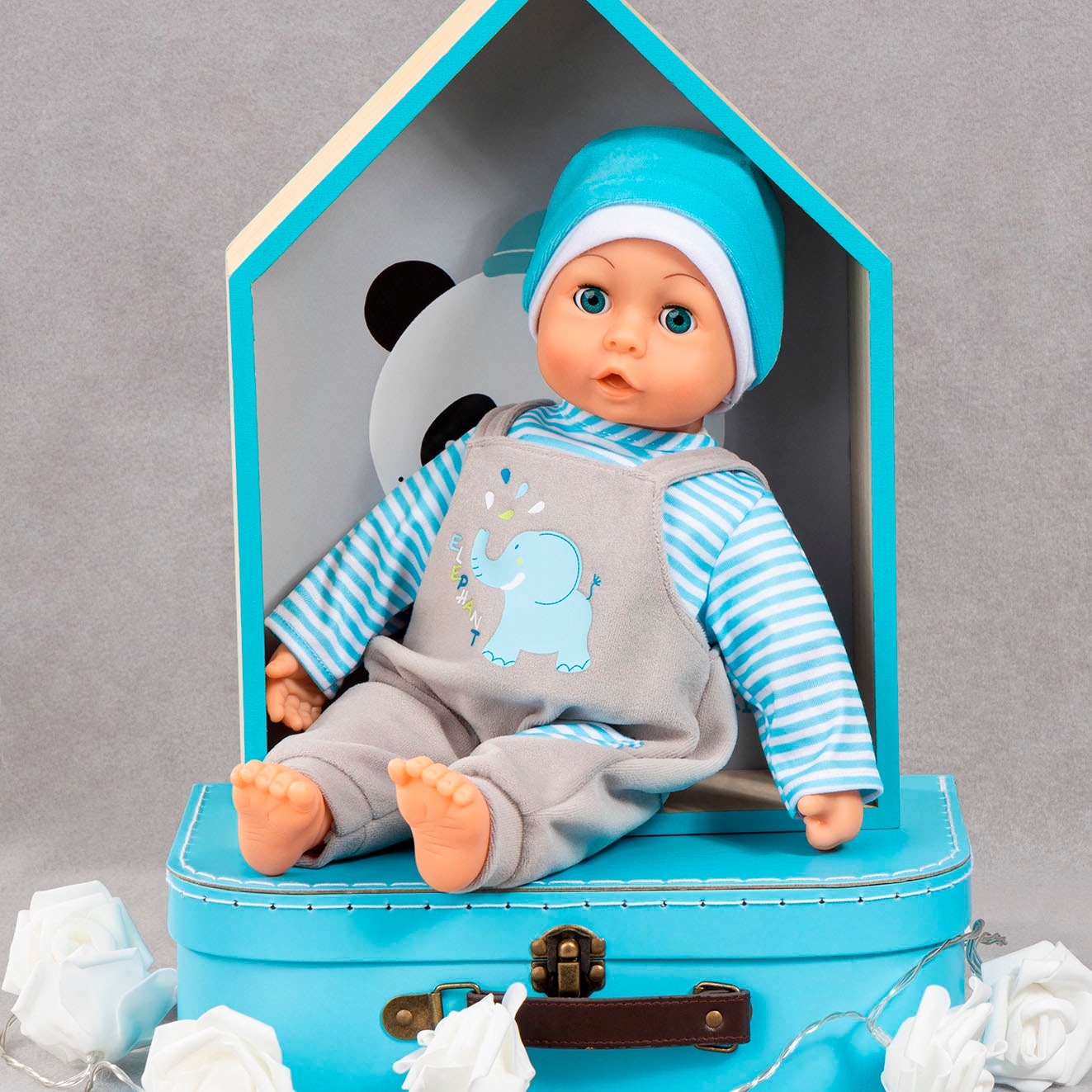 Bayer Puppenkleidung »Obert/Latzh. Elefant«, (Set, 3 tlg.)
