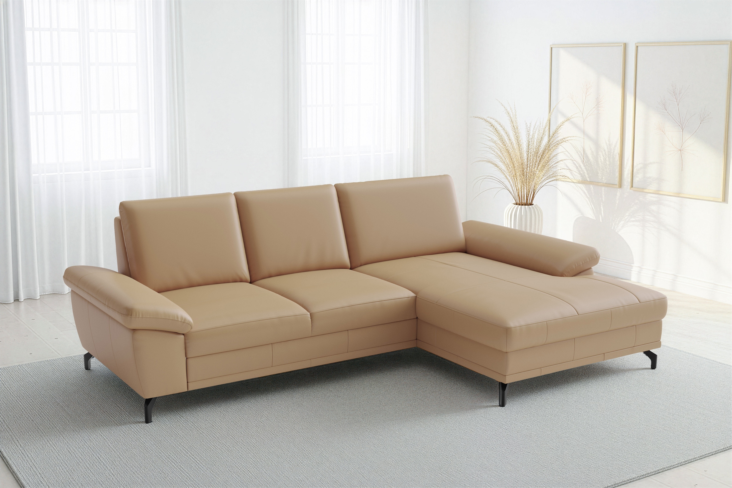 sit&more Ecksofa »Chelsea L-Form, B: 264 cm, Leder, inkl. Sitztiefen-&Armteilverstellung« optional mit Bettfunktion und Bettkasten
