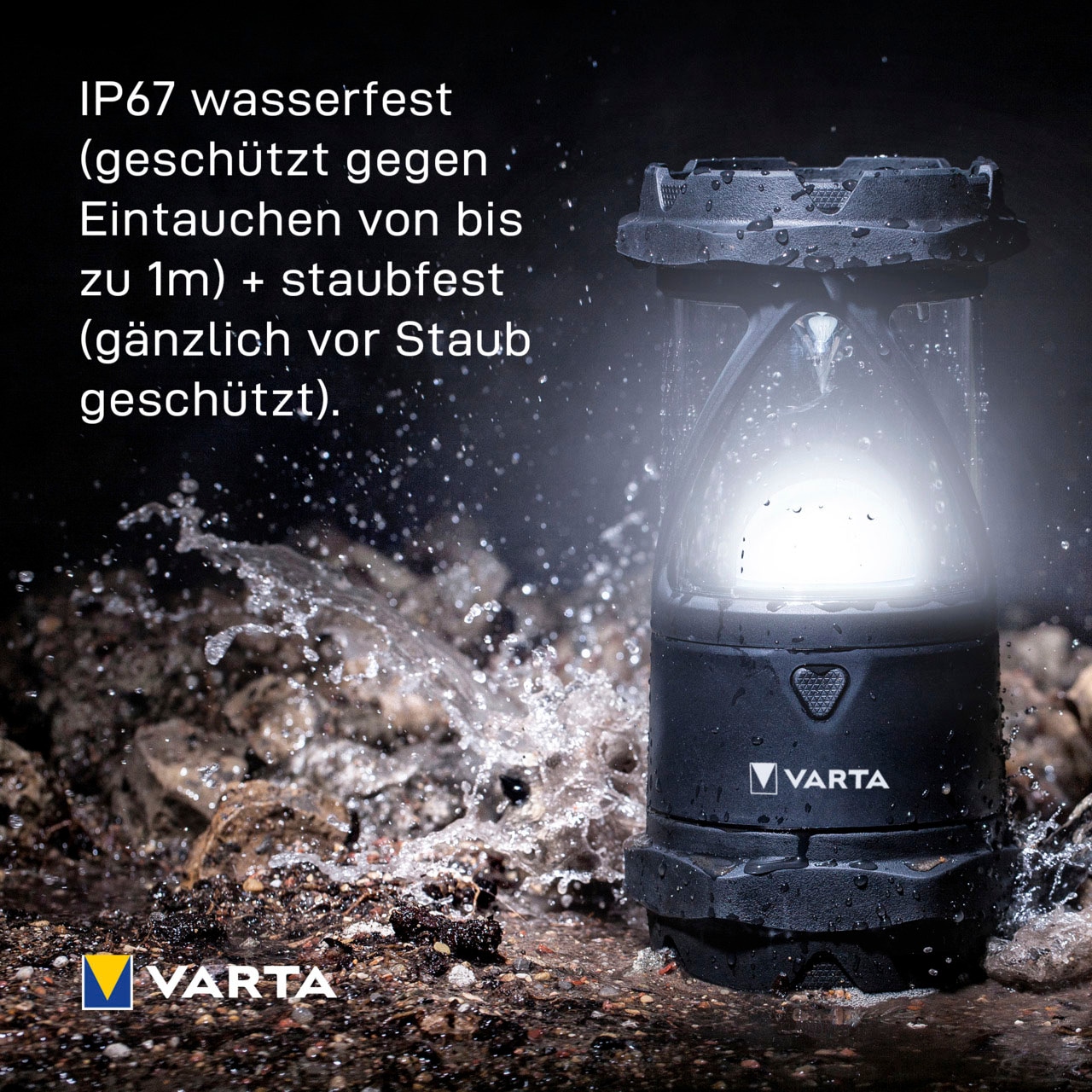 VARTA Laterne »Indestructible L30 Pro COB LED«, wasser- und staubdicht,stoßabsorbierend,bruchfeste Linse und Reflektor