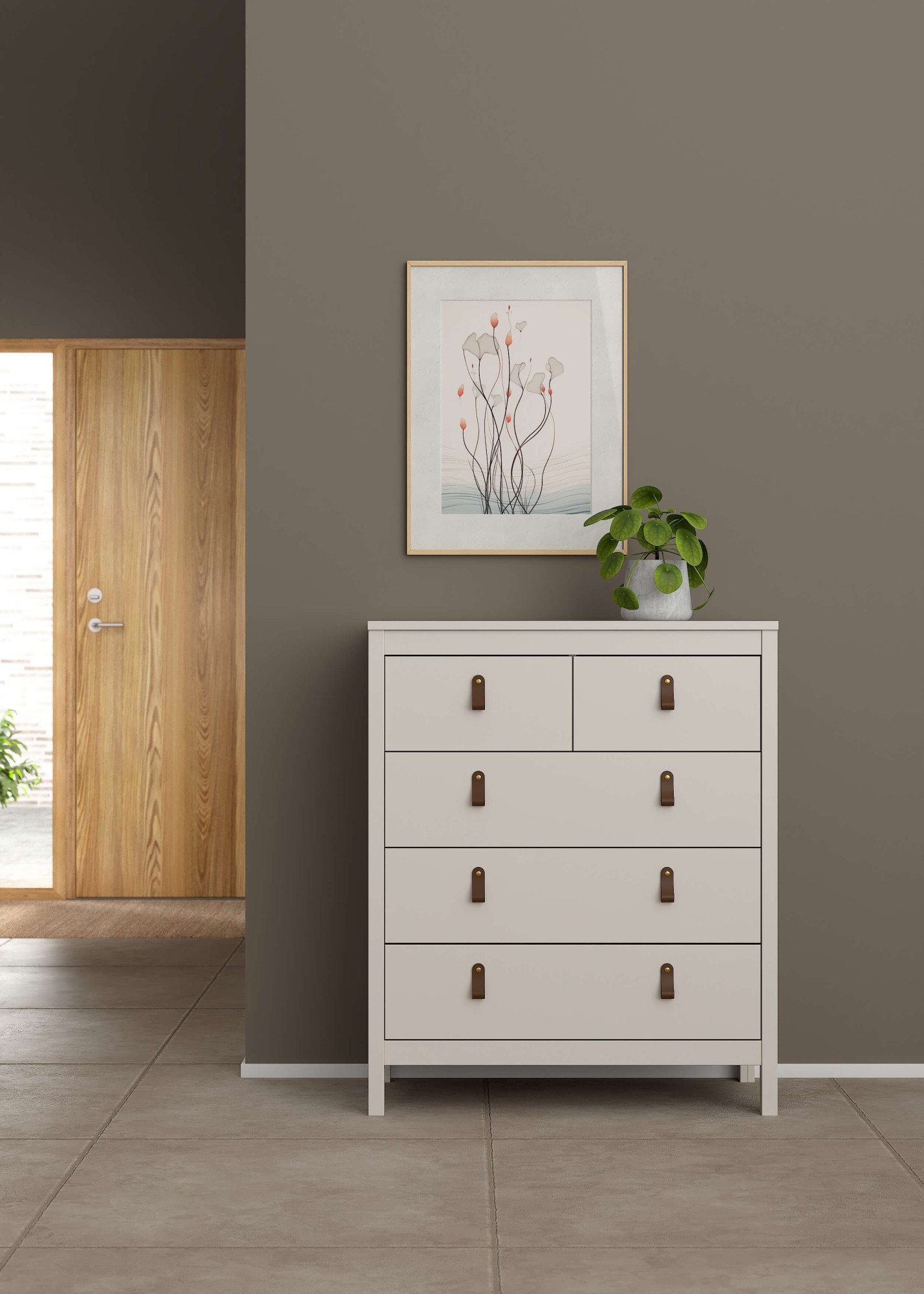 Home affaire Kommode »Madrid, Aufbewahrung, Schubladenschrank, Stauraum« Skandinavisches Design, Wahlweise Leder- oder Metallgriffe