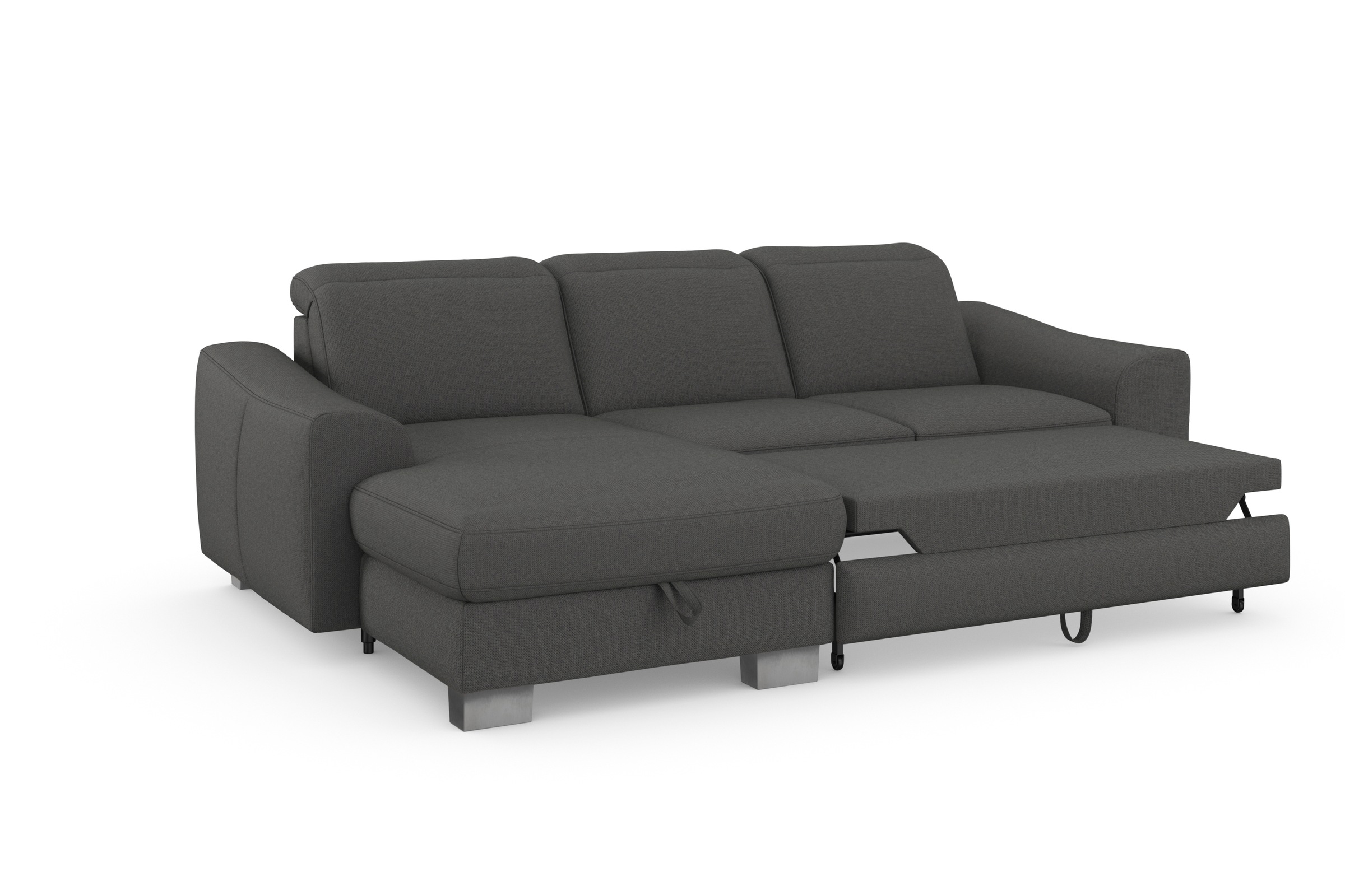 sit&more Ecksofa »Dundee L-Form«, mit Federkern und Edelstahlfüßen, wahlweise mit Kopfteilverstellung