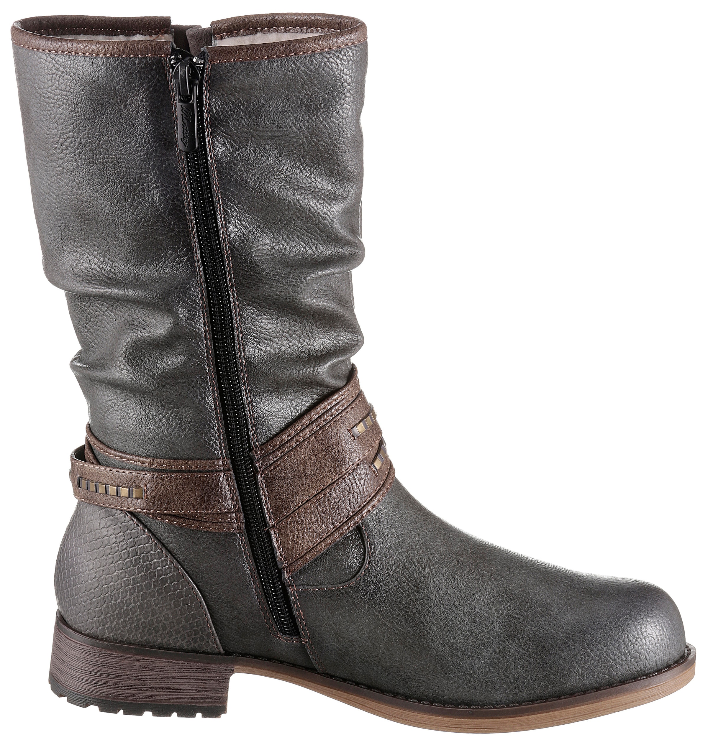 Mustang Shoes Winterstiefel, Stiefelette, Winterboots mit Zierschnallen am slouchy Schaft