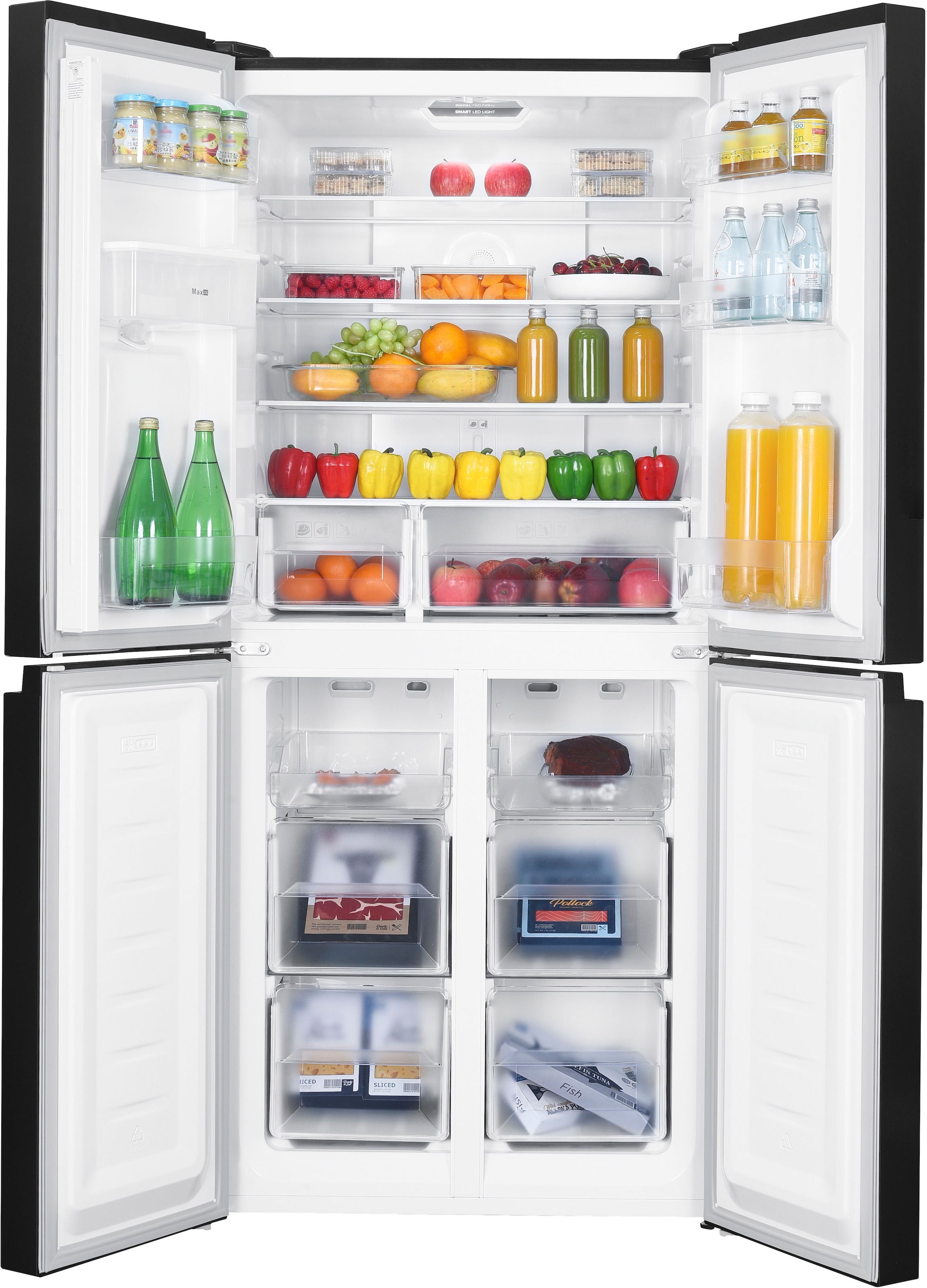 Hanseatic Multi Door »HCDB18080DWDBI«, NoFrost, Wasserspender, Display, Türalarm