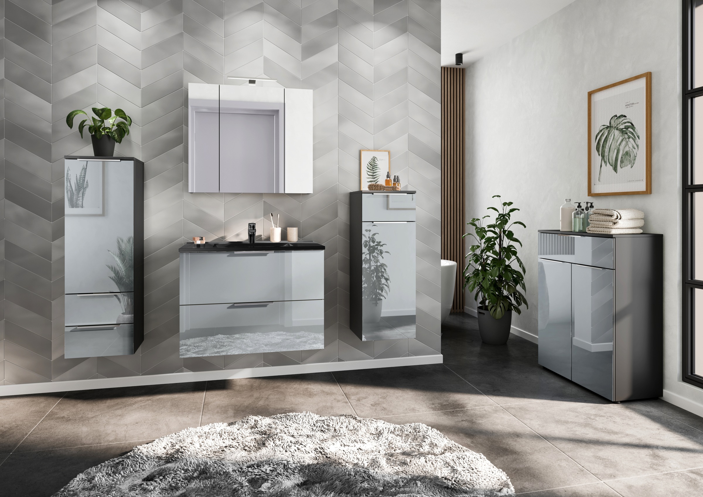 GERMANIA Waschtisch "Oakland" inkl. Mineralguss-Becken in weiß oder schwarz günstig online kaufen