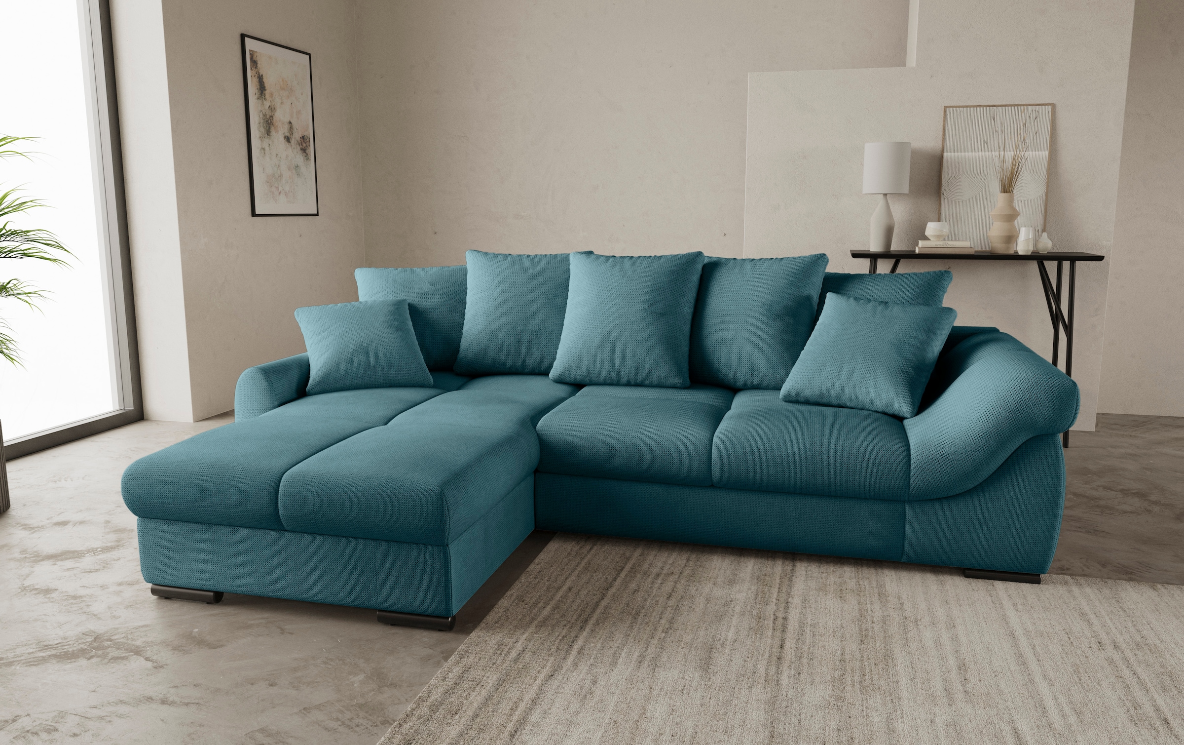 INOSIGN Ecksofa "Livorno", inkl. Hochschläfer-Bettauszug, XL-Bettkasten wei günstig online kaufen