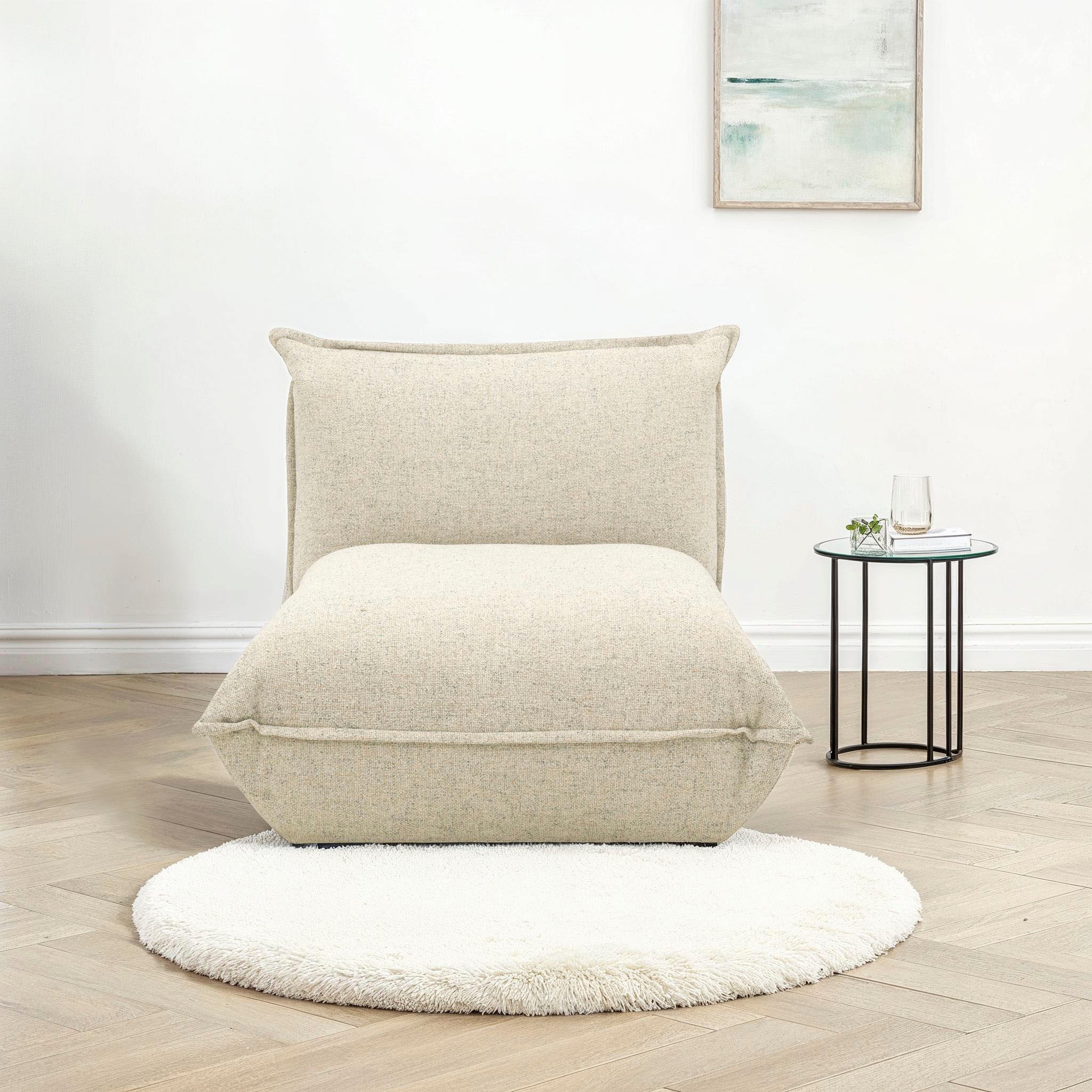 Sessel DOMO COLLECTION "Nantes Loungesessel, Wohlfühlsessel mit 360 Drehfunktion", blau (beige, petrol), Sessel, Struktur,mit Drehfunktion, Drehfunktion, B/H/T: 78cm x 73cm x 100cm