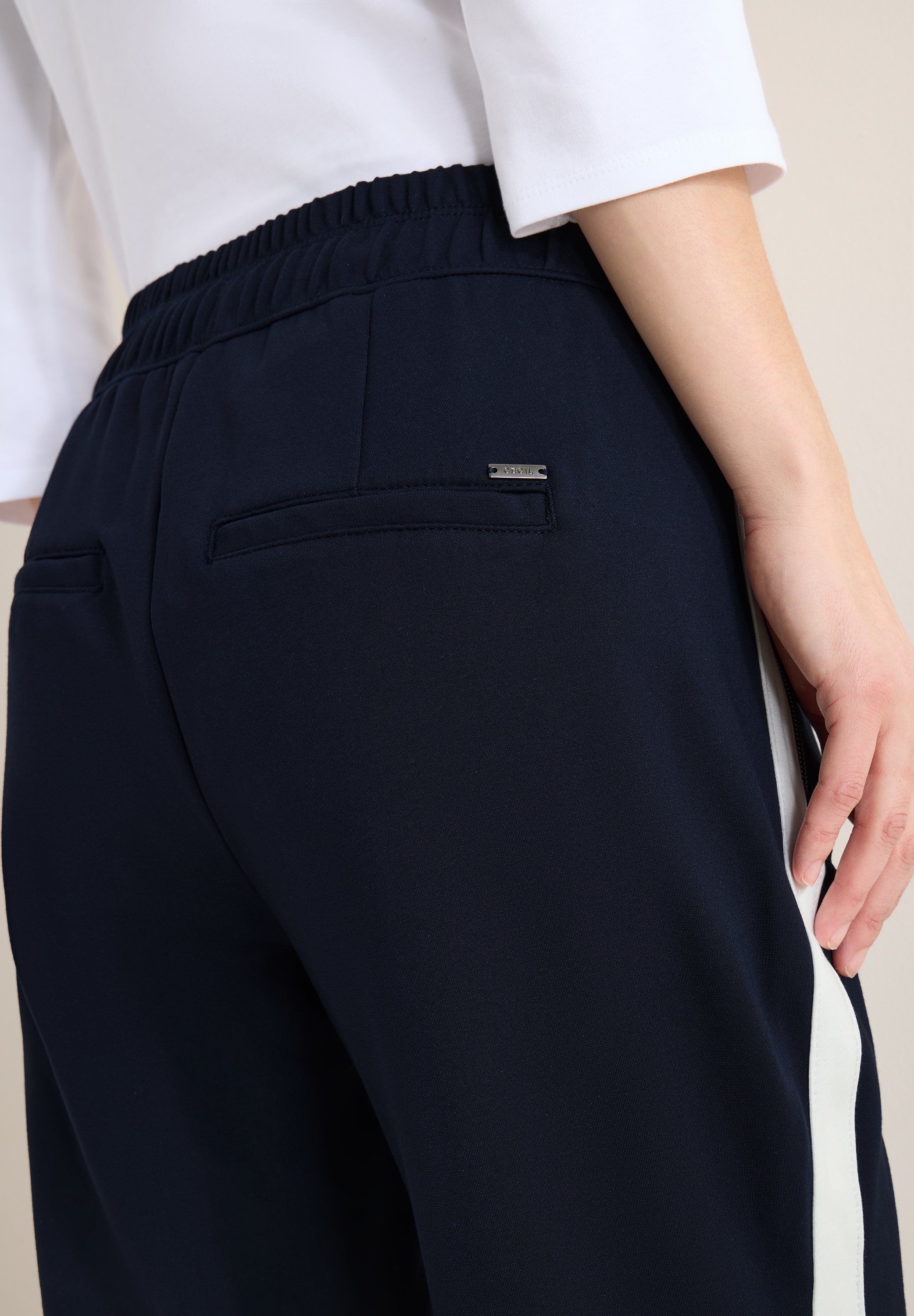 Cecil Stoffhose »Style Tracey«  mit Color Block Tape, elastischem Bund mit Tunnelzug