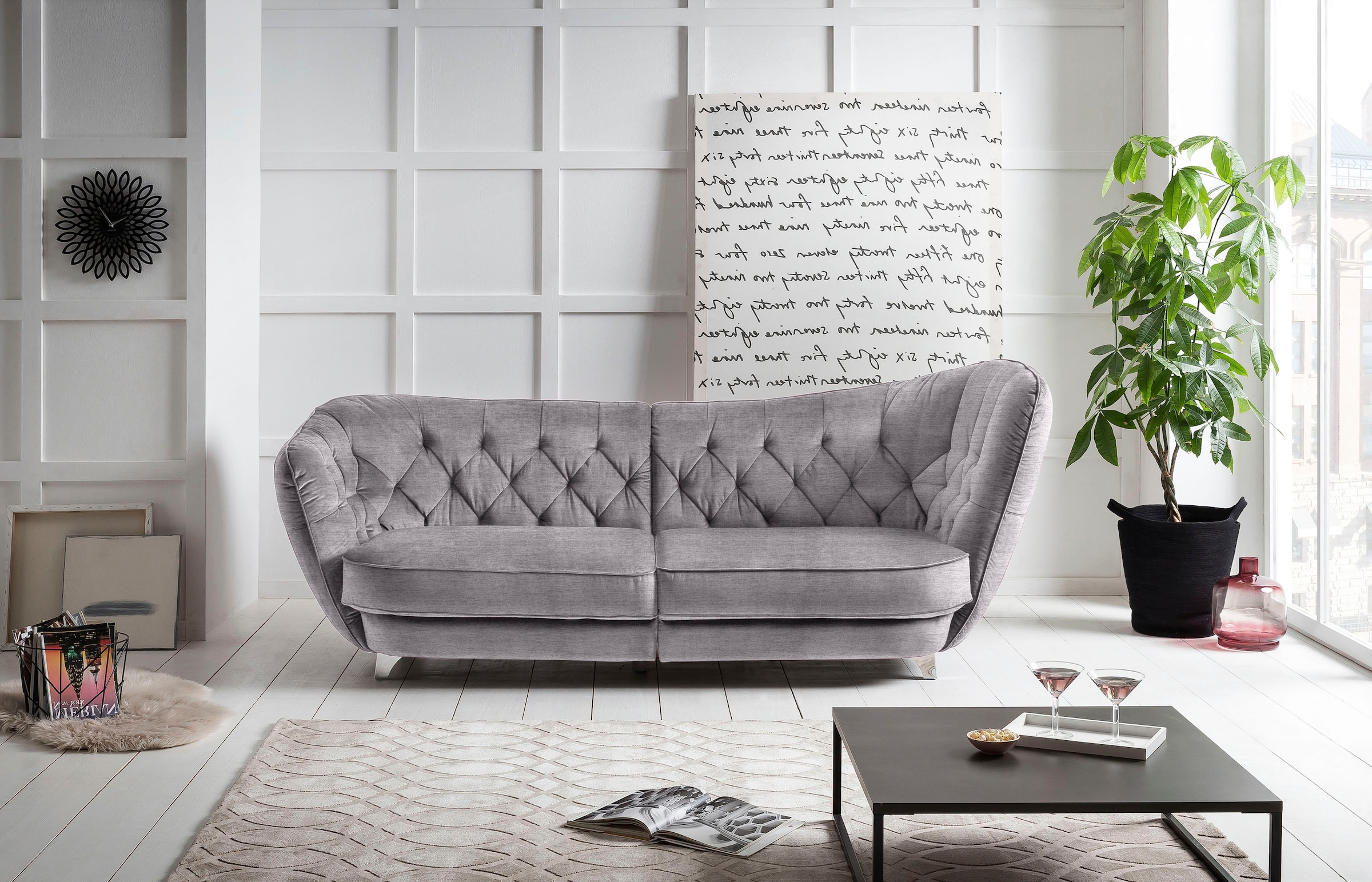 Leonique Big-Sofa »Retro«, stylischer Hochlehner günstig online kaufen