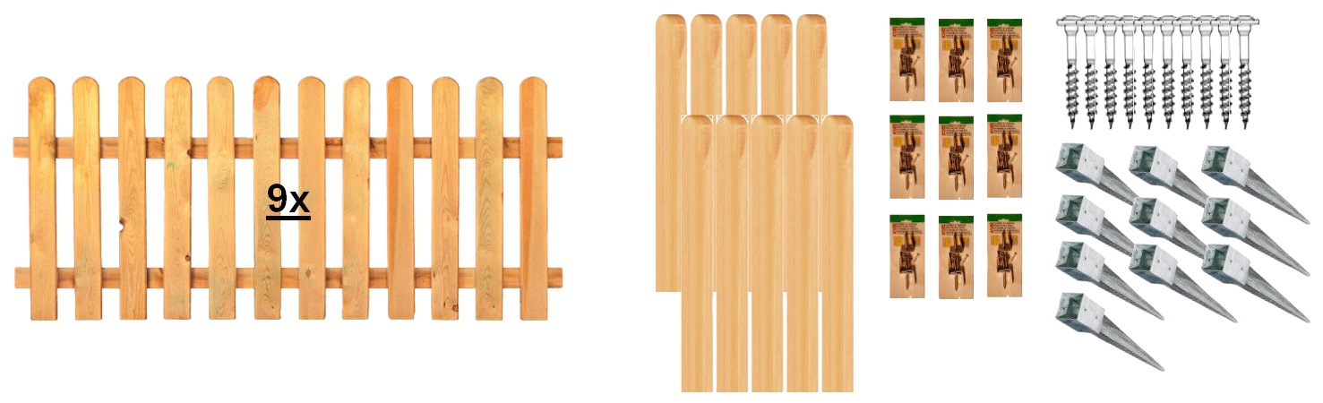 Tetzner & Jentzsch Lattenzaun »Houston 7« 9 Elemente, LxH: 1710x80 cm günstig online kaufen