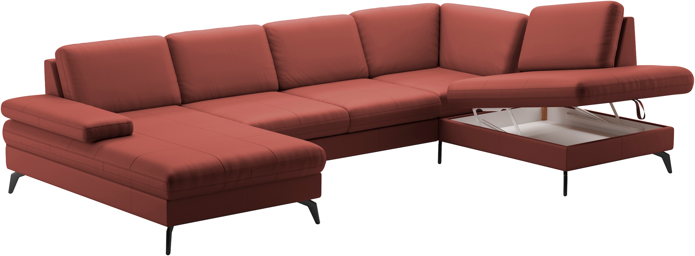 sit&more Wohnlandschaft »Morris U-Form, inkl. Sitztiefenverstellung«, wahlweise mit Armteilverstellung, Bettfunktion & Bettkasten