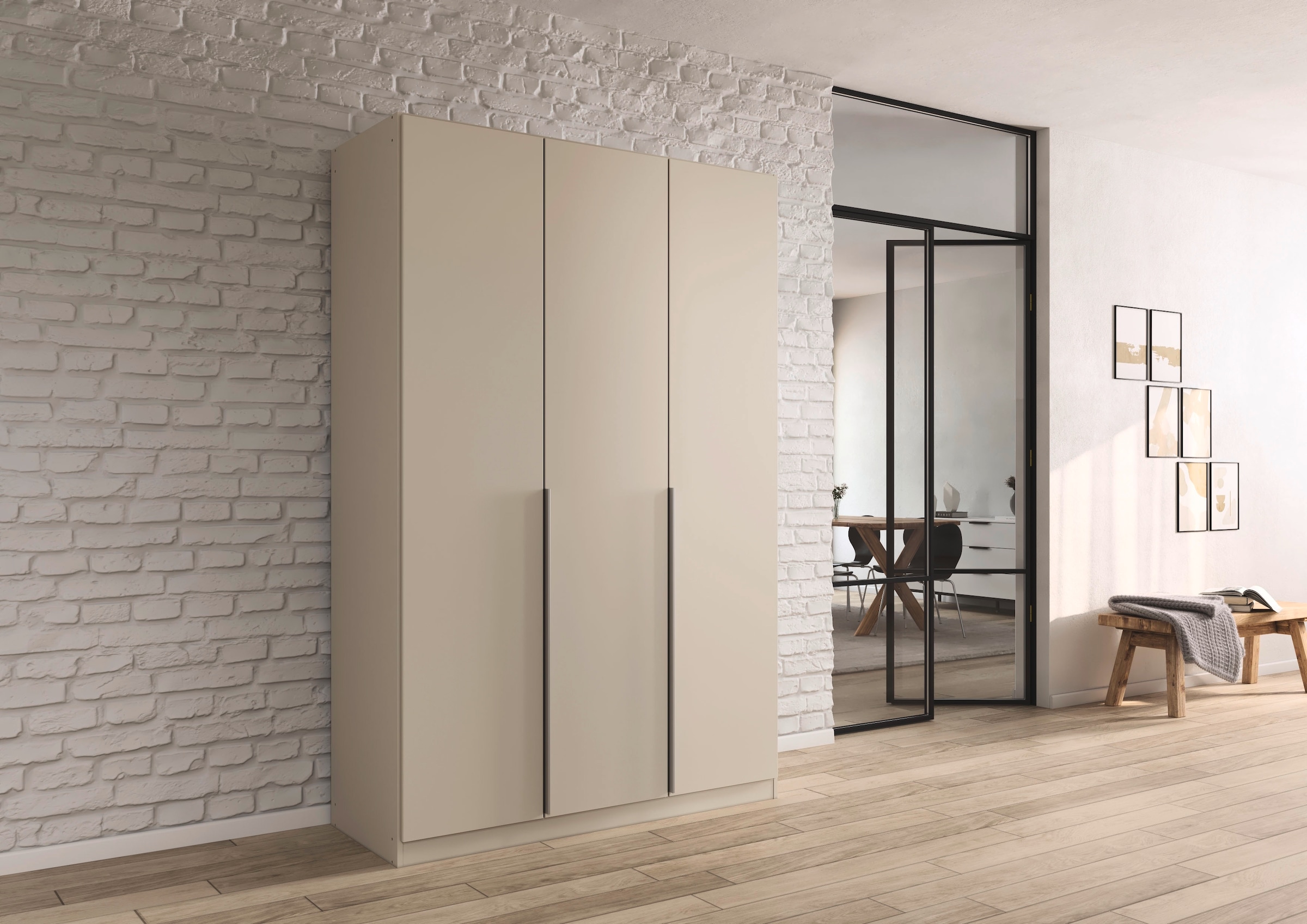 rauch Drehtürenschrank »Kleiderschrank Schrank Garderobe AGORDO TOPSELLER Schlafzimmer«, (in zwei Griff-Farben mit Dekor- oder Hochglanzfront), durchdachte Innenausstattung, in 6 Breiten und 2 Höhen MADE IN GERMANY