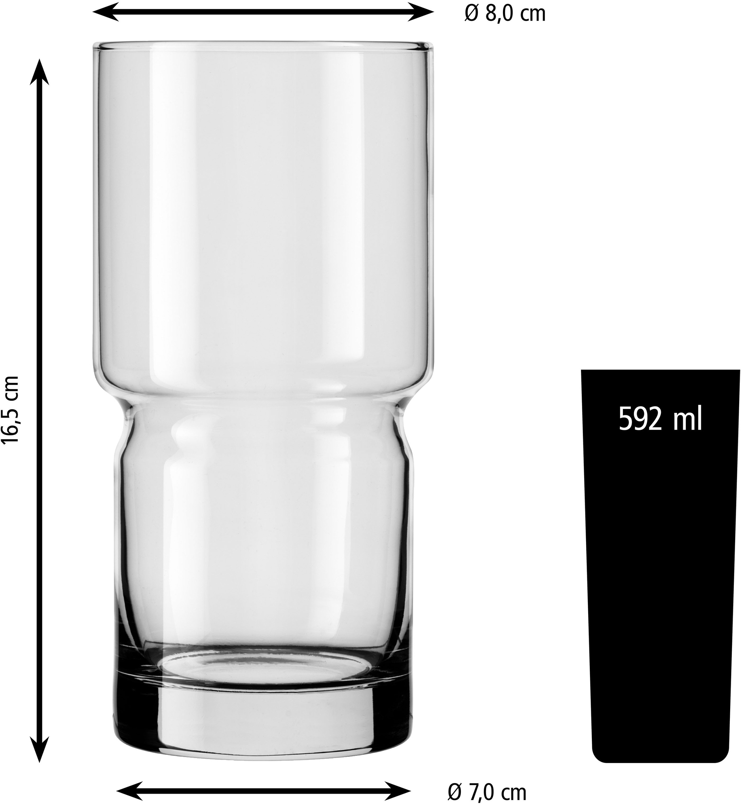 LIBBEY Gläser-Set »Cooler Glas -NEWTON- 592 ml, Ø: 8 cm, H: 16,5 cm, 12er Set«, (Set, 12 tlg.), hochwertig verarbeitet, im modernen Design