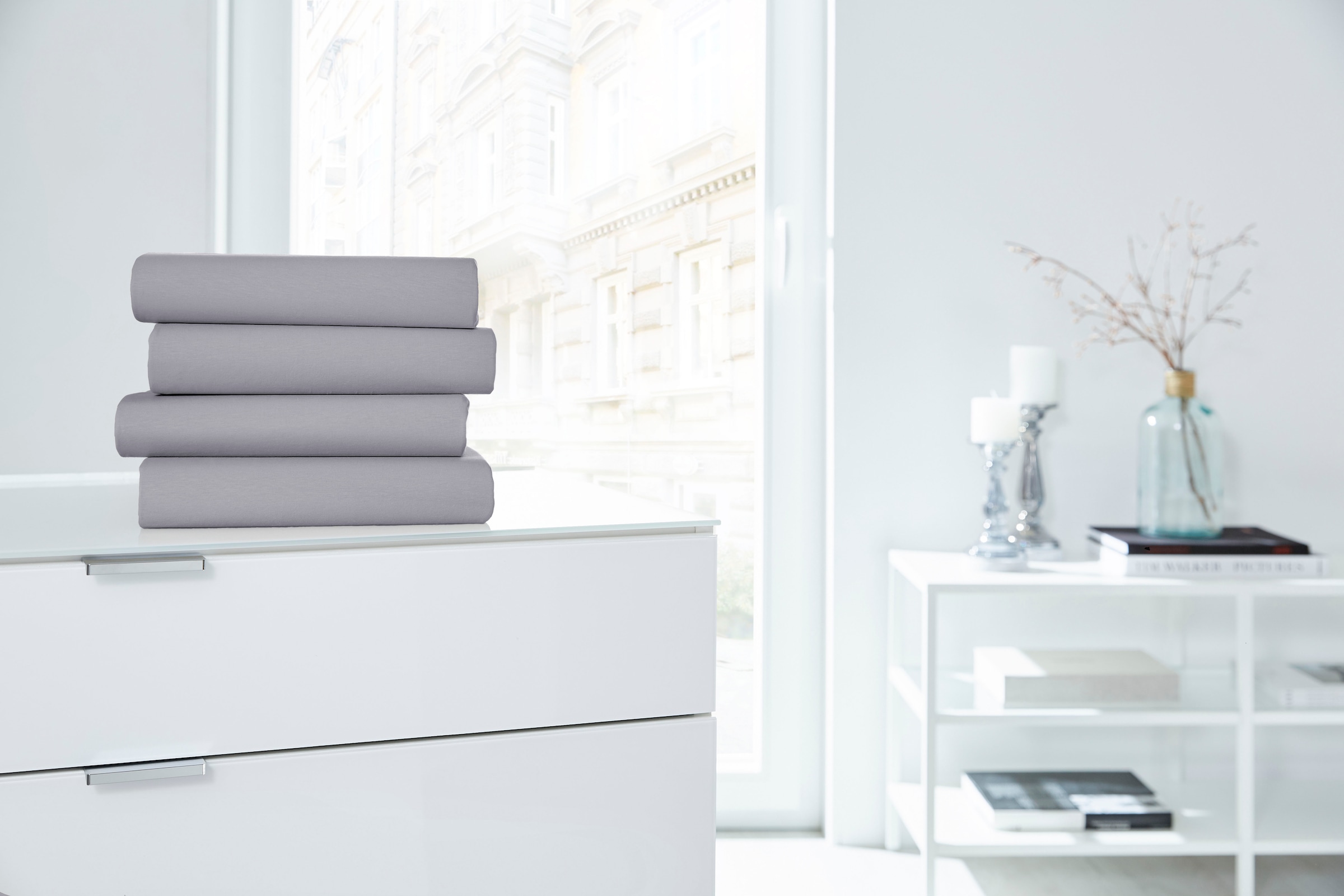 Primera Spannbettlaken »Elasthan-Feinjersey«, PREMIUM, aus 95% gekämmter Baumwolle und 5% Elasthan, bis 28 cm Höhe