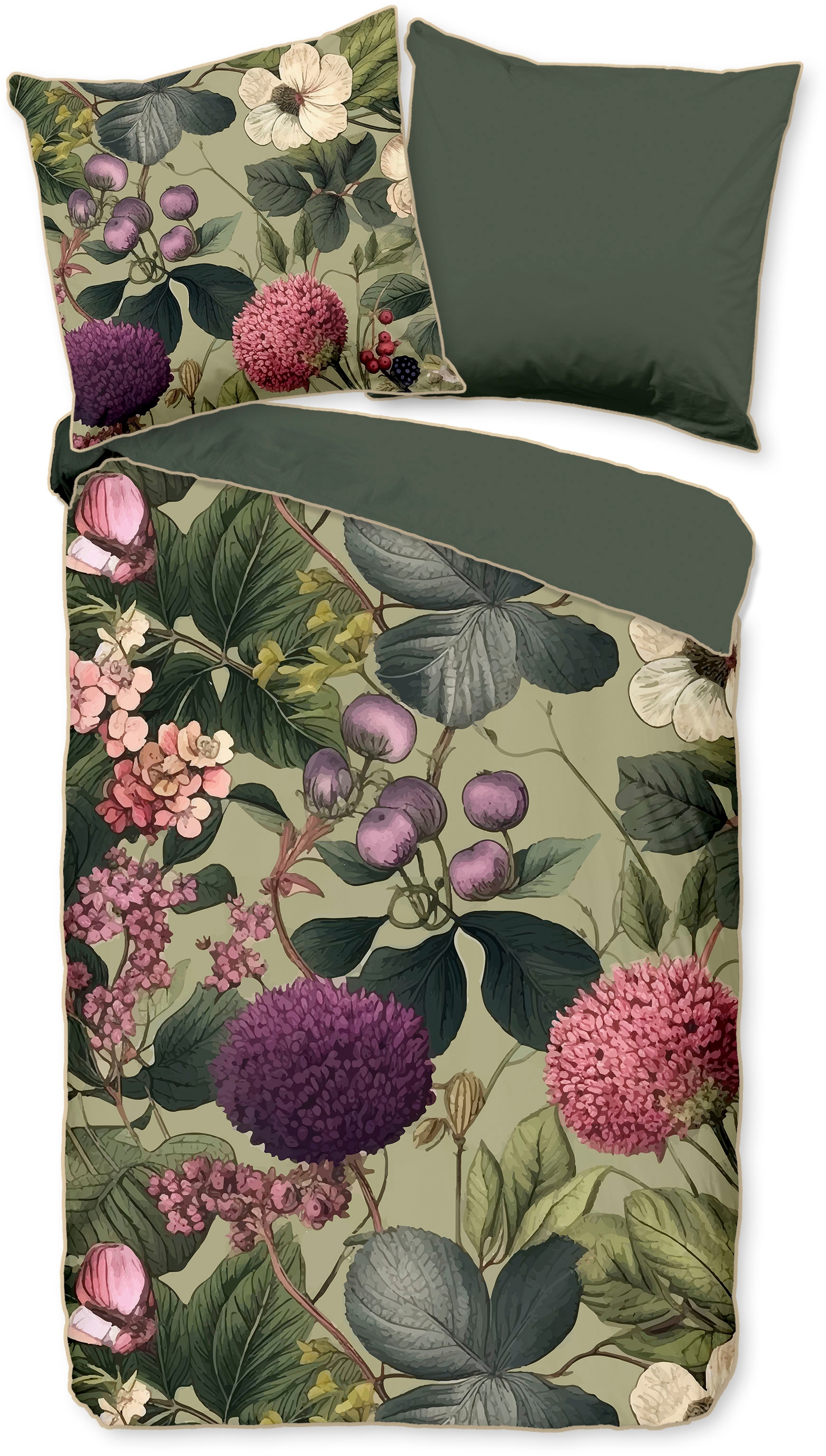 Descanso Wendebettwäsche »Onaz« 3 Stk. tlg. Satin, Reißverschluss, Paspel, günstig online kaufen