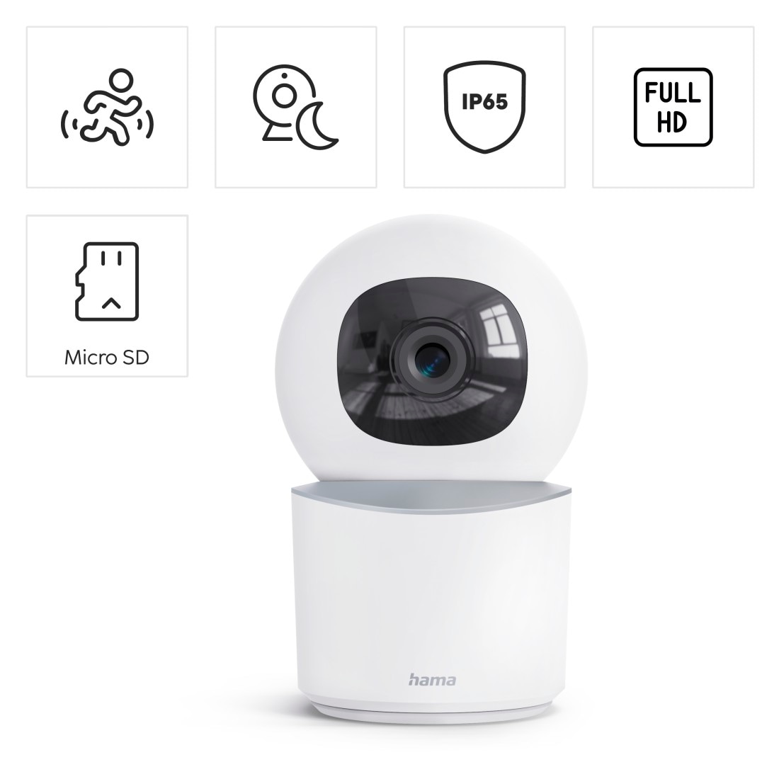 Hama Überwachungskamera »WLAN-Überwachungskamera Full HD schwenkbar mit Nachtsicht« 355° schwenkbar, 50° neigbar, Personenerkennung, Gegensprechfunktion