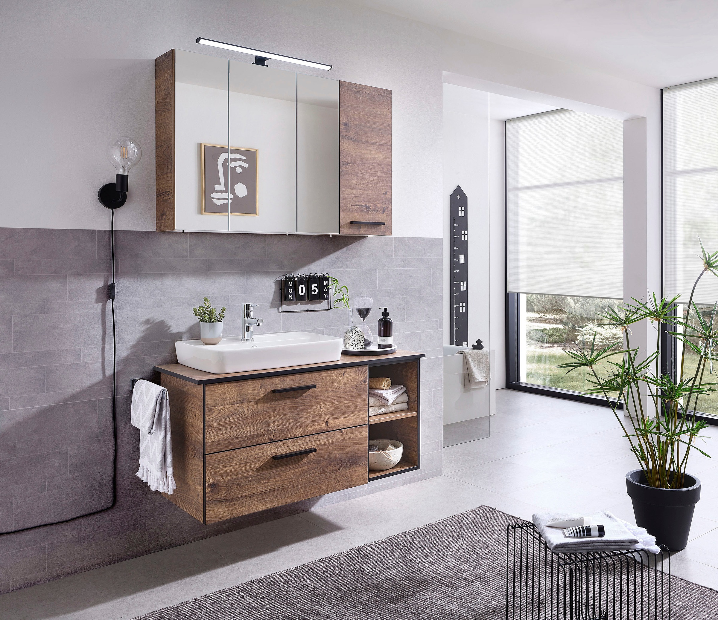 Saphir Badmöbel-Set »Quickset 374 3-teilig, Keramik-Aufsatzbecken mit LED-S günstig online kaufen