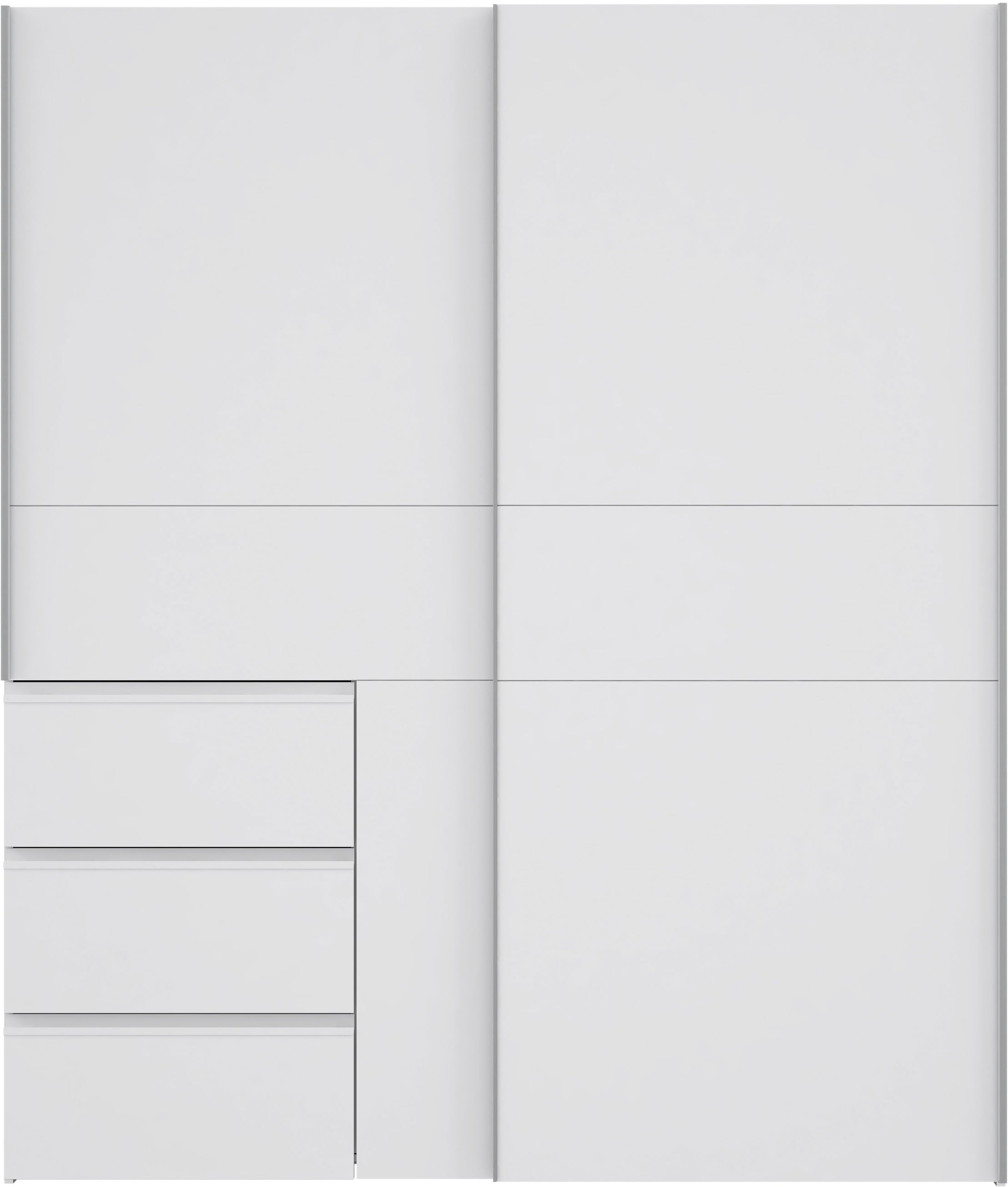FORTE Schwebetürenschrank »Winn, Schiebetürenschrank mit 3 Schubladen, Made in Europe«, (In 2 Größen erhältlich - B/H/T ca. 170x200,5x61cm und 200x200,5x61cm), verschiedene Größen und Farben, sehr viel Stauraum