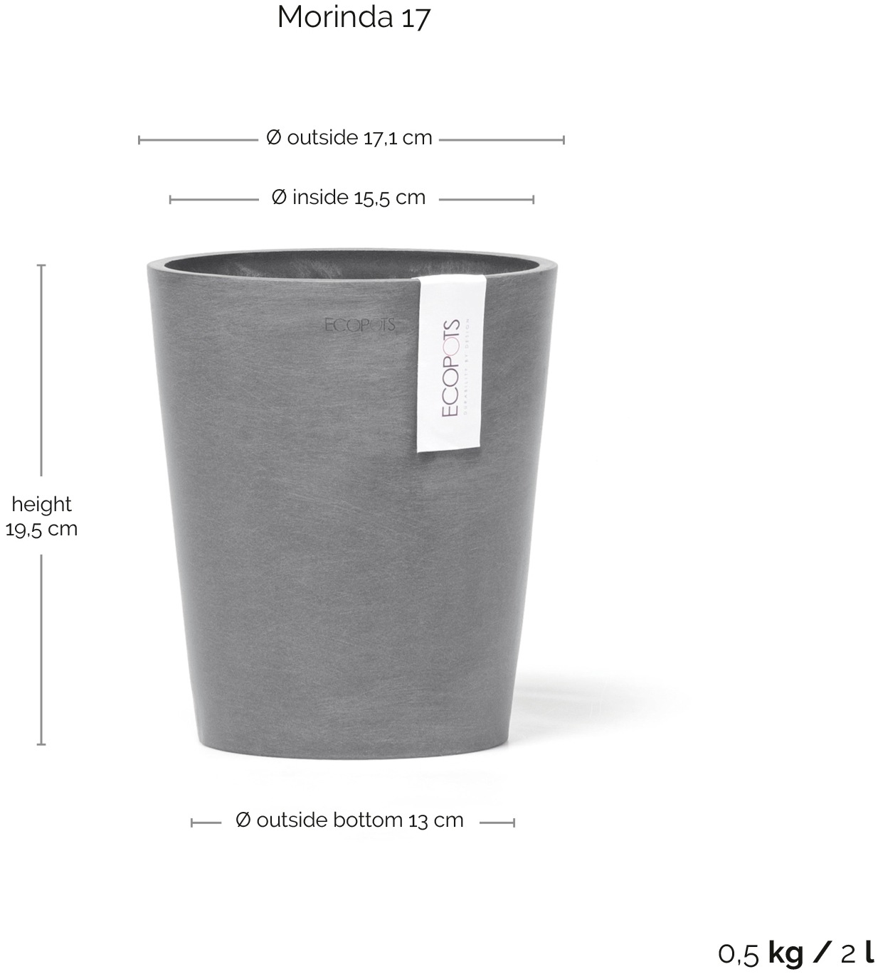 ECOPOTS Blumentopf »Morinda Orchidee 17 Grau«, für den Innenbereich