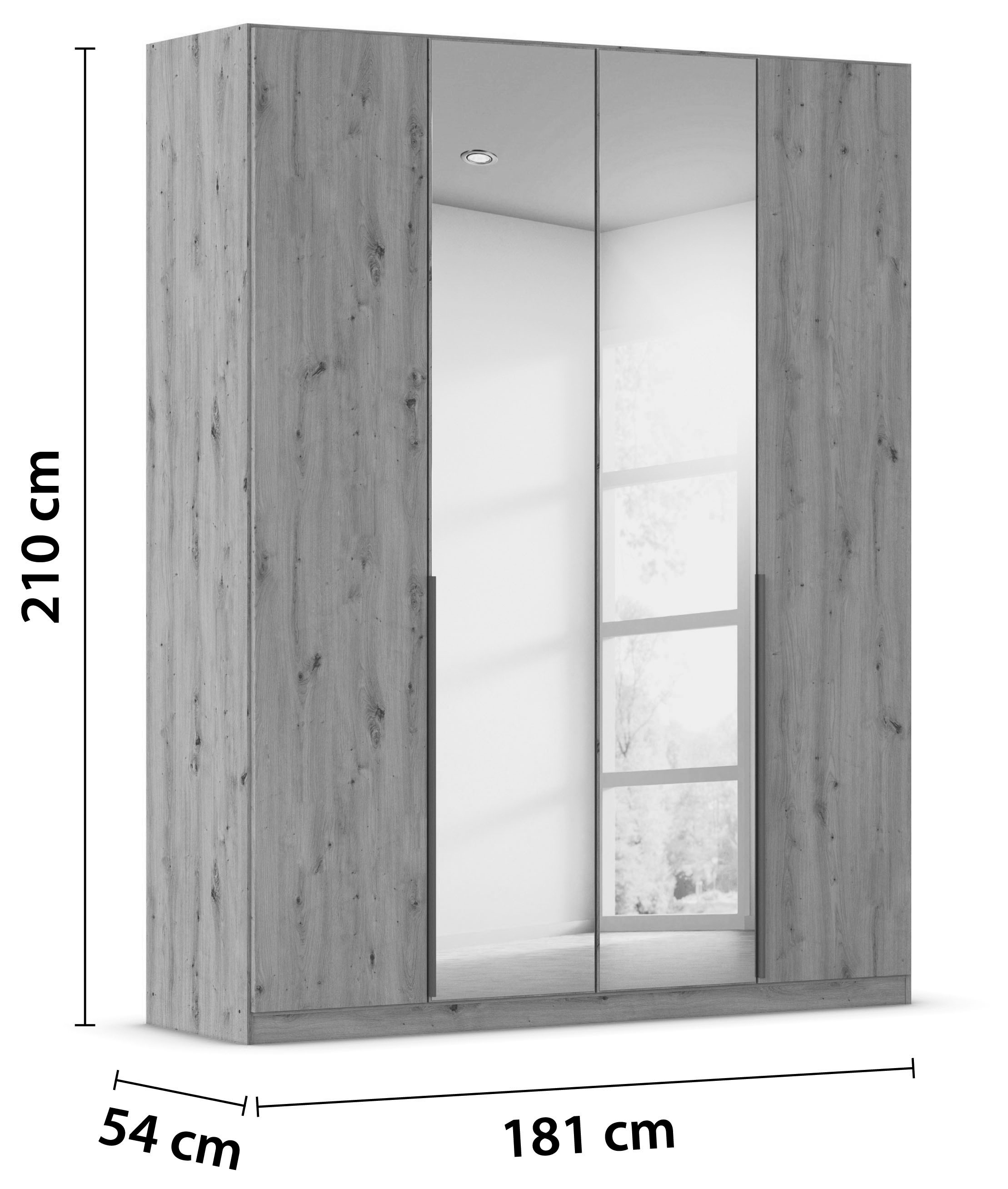 rauch Drehtürenschrank »Kleiderschrank Schrank Garderobe AGORDO mit Dekor- oder Hochglanzfront«, (in zwei Griff-Farben), durchdachte Innenausstattung, in 6 Breiten und 2 Höhen MADE IN GERMANY