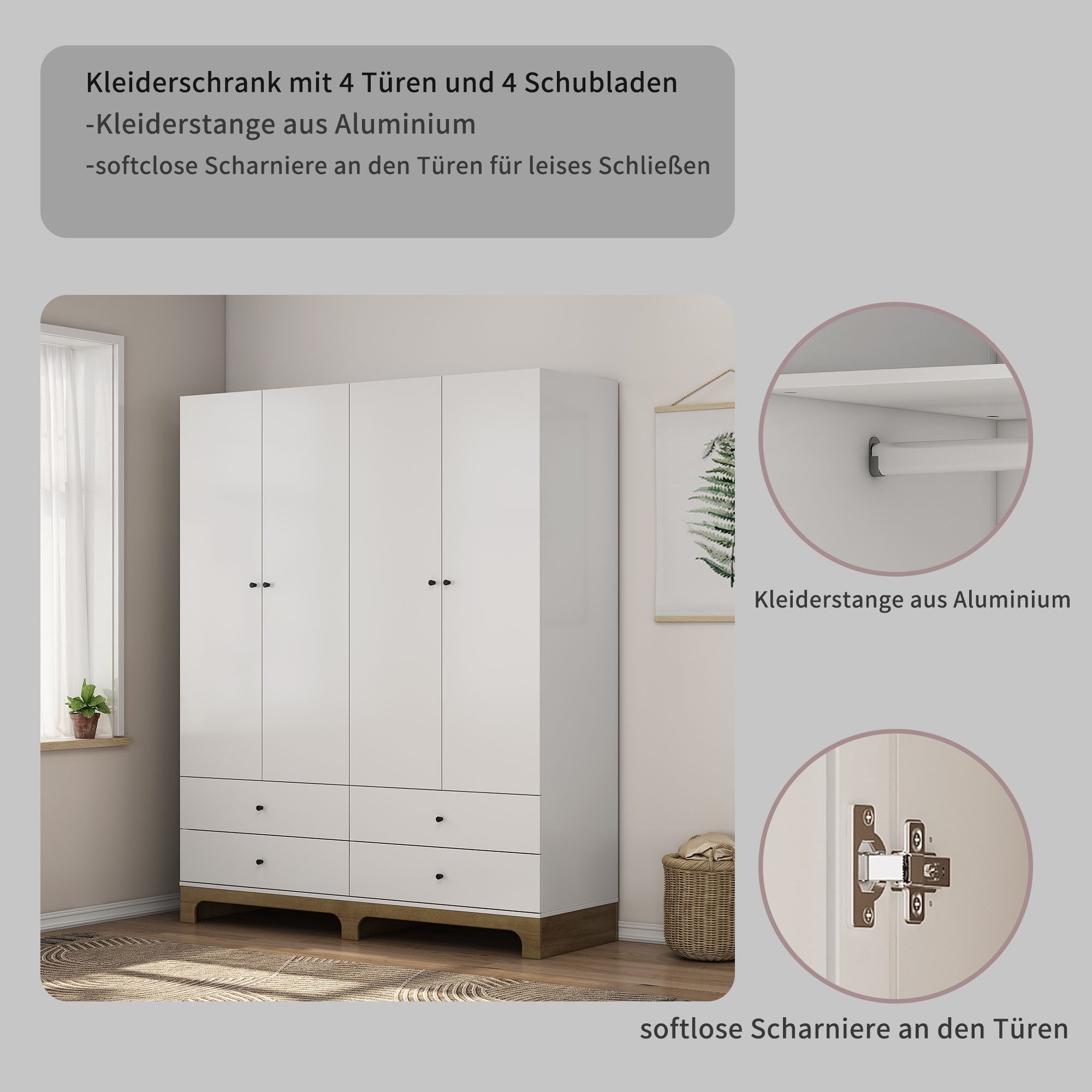 OTTO home Kleiderschrank »Oslo Schlafzimmerschrank Garderobe weiß Landhaus Bestseller«