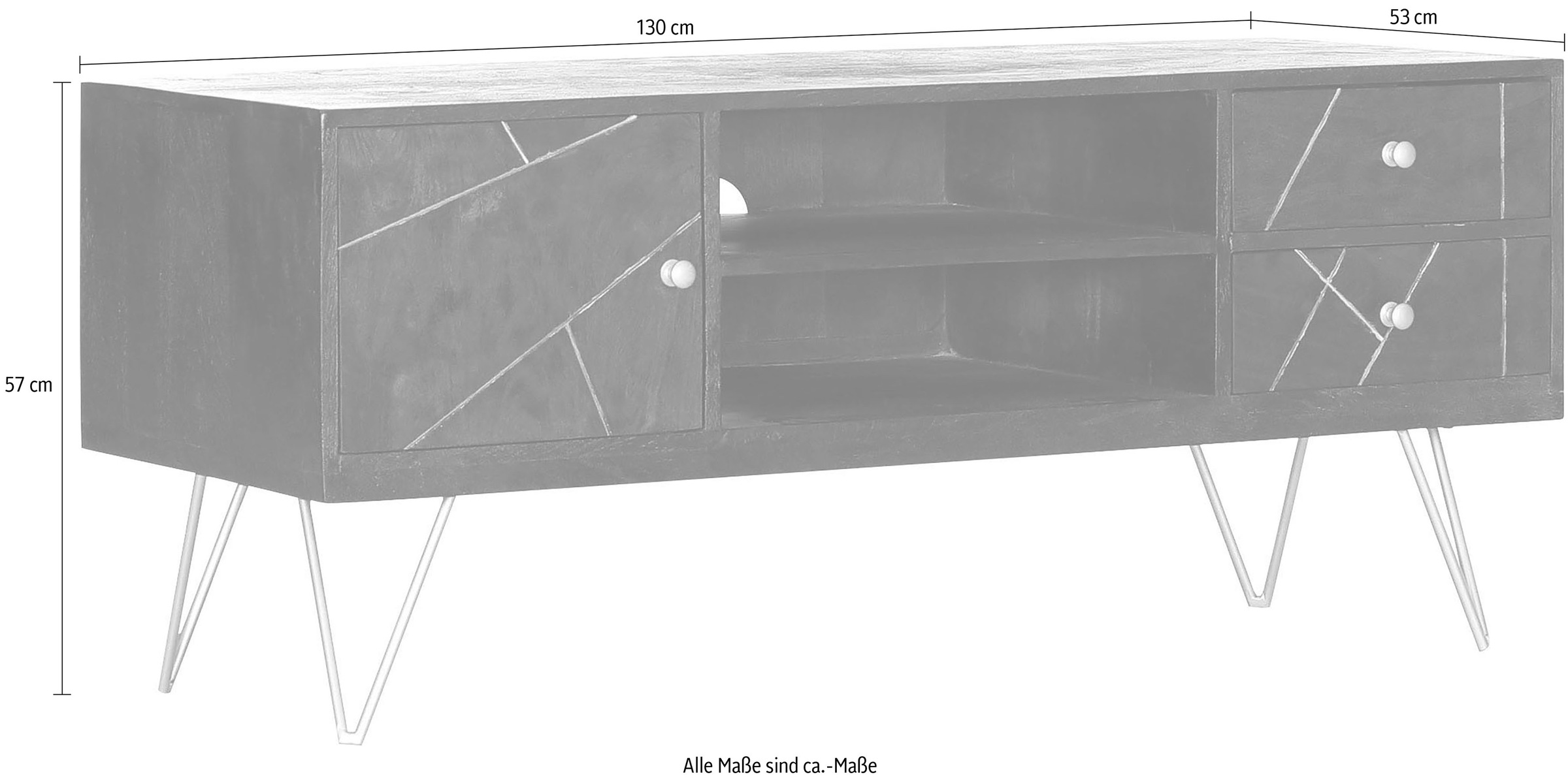 Gutmann Factory Lowboard »Scan«, Kommode mit modernen Haarnadel Beinen, Breite 130 cm