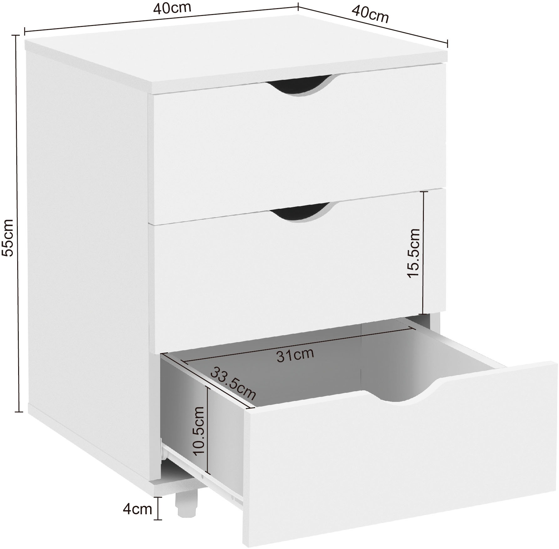 INOSIGN Container »Bürocontainer, Schreibtischcontainer, Brody«, mit 3 Schubladen, bodenausgleichende Füße, Breite 40 cm