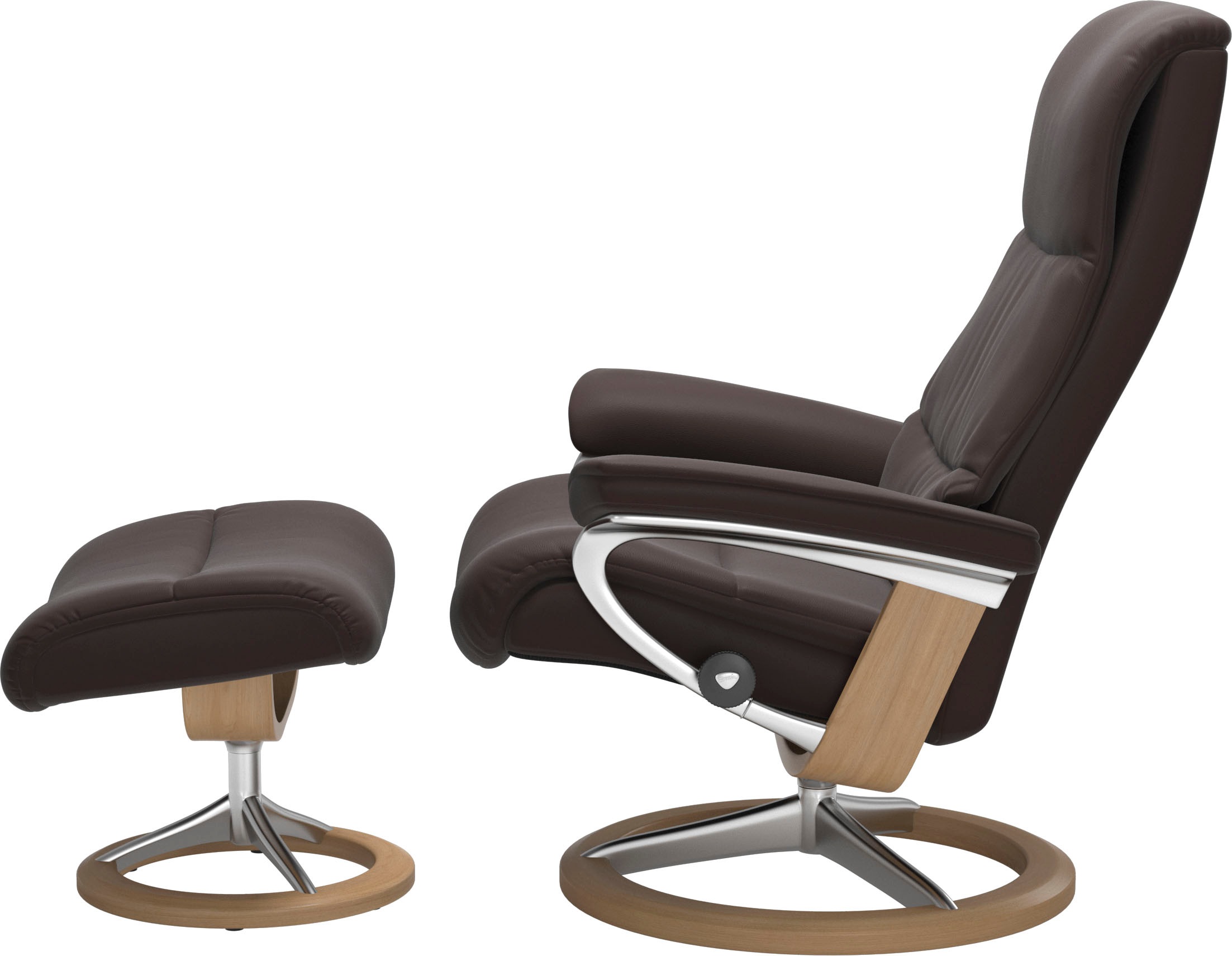 Stressless® Relaxsessel »View«, (Set, Relaxsessel mit Hocker), mit Signature Base, Größe M,Gestell Eiche