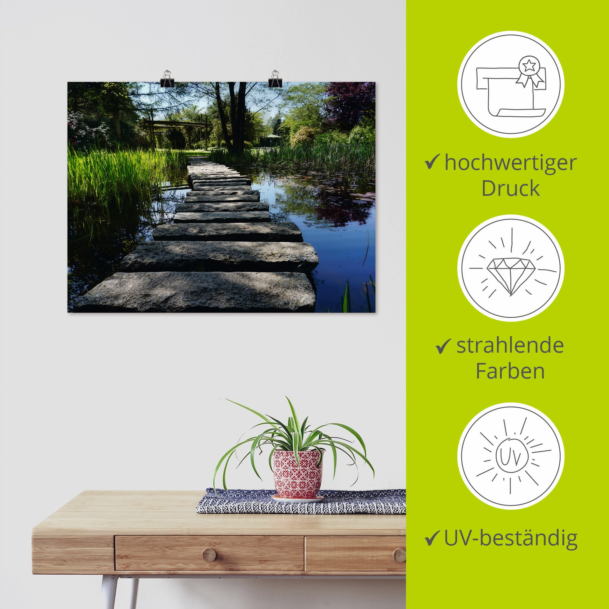 Artland Wandbild »Weg am Teich«, Gewässer, (1 St.), als Leinwandbild, Poster, Wandaufkleber in verschied. Größen