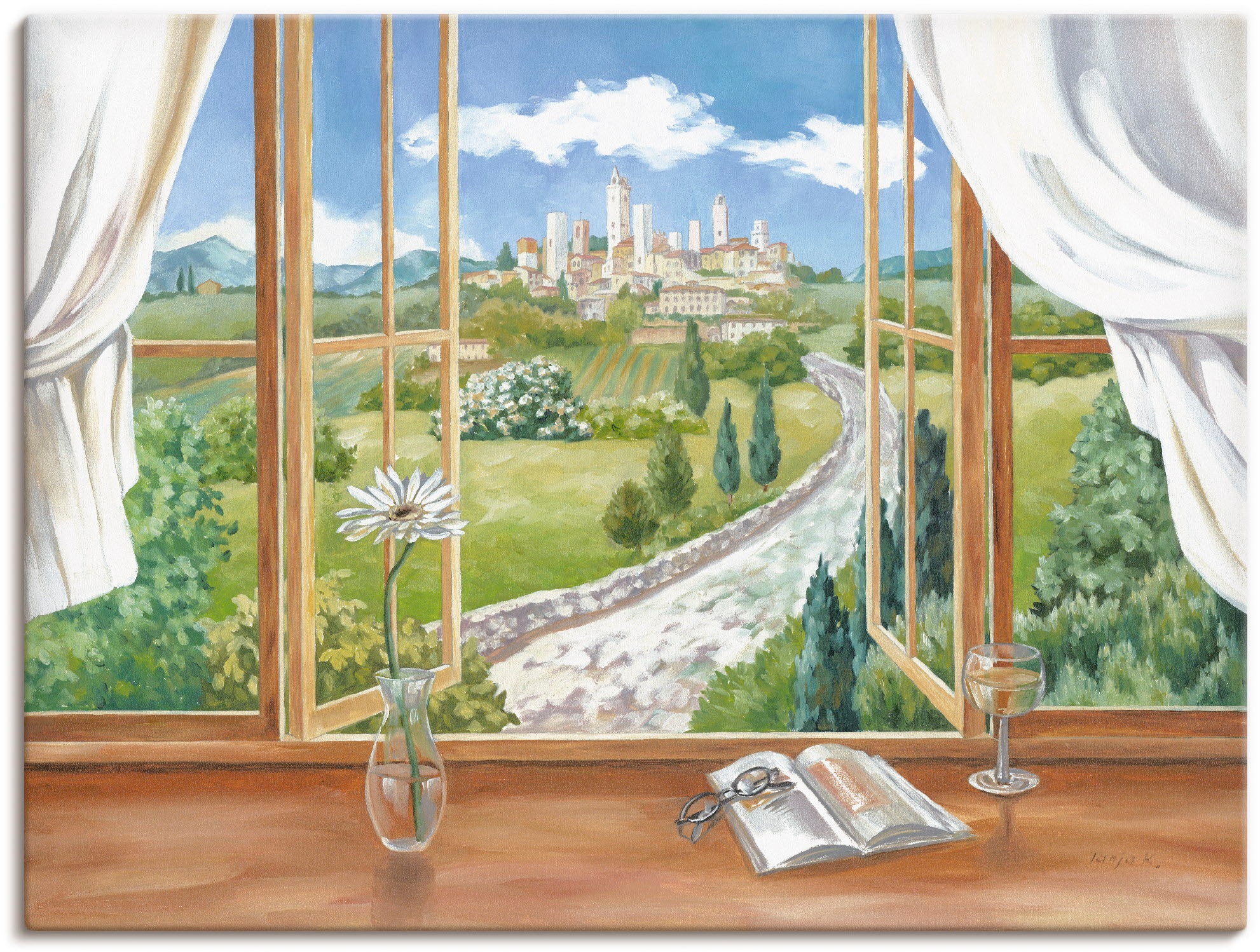 Artland Wandbild »Fenster zur Toskana«, Fensterblick, (1 St.), als Alubild, günstig online kaufen