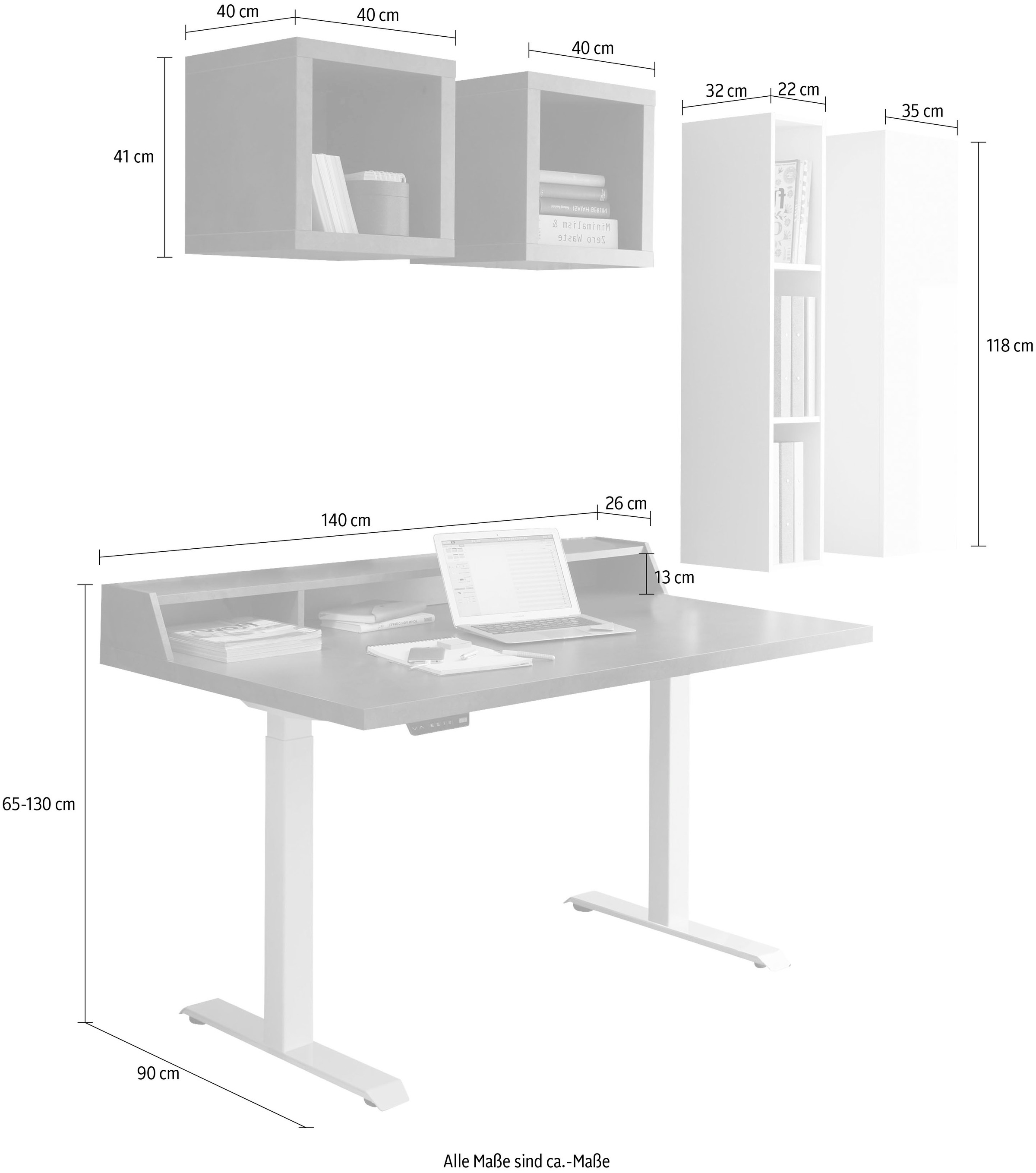 Mäusbacher Büromöbel-Set »Big System Office«, (6 tlg.), Schreibtisch höhenverstellbar