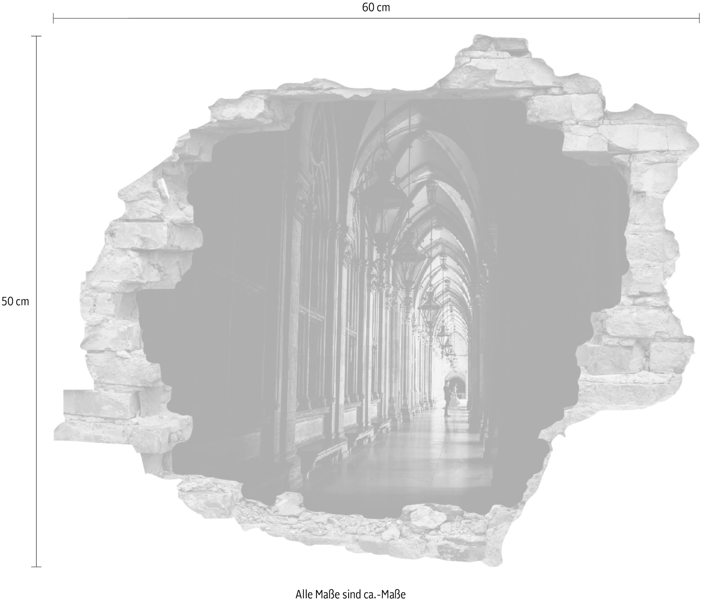 queence Wandtattoo »Hügel« Wandsticker, Wandbild, selbstklebend, 3D, Wanddurchbruch