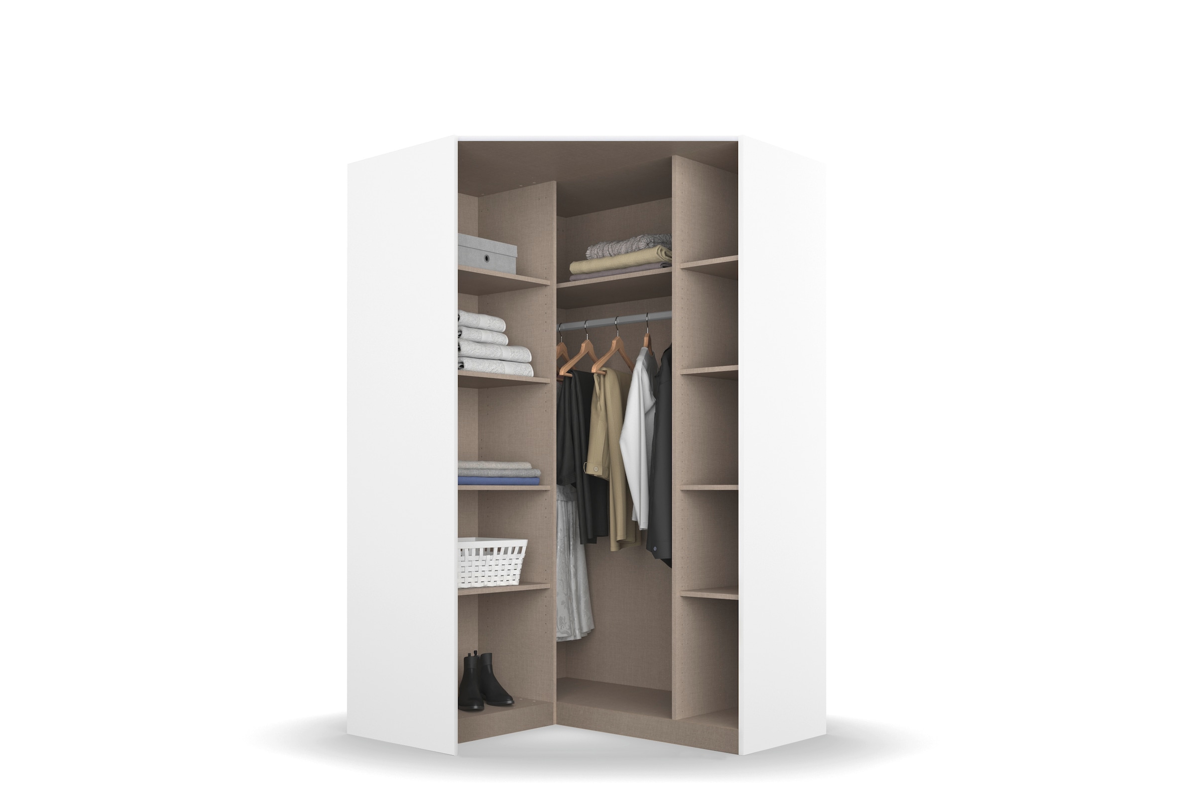 rauch Eckkleiderschrank »Kleiderschrank Schrank Ankleidezimmer Schlafzimmer Garderobe AGORDO«, (in zwei Griff-Farben), voll ausgestattet mit viel Stauraum MADE IN GERMANY