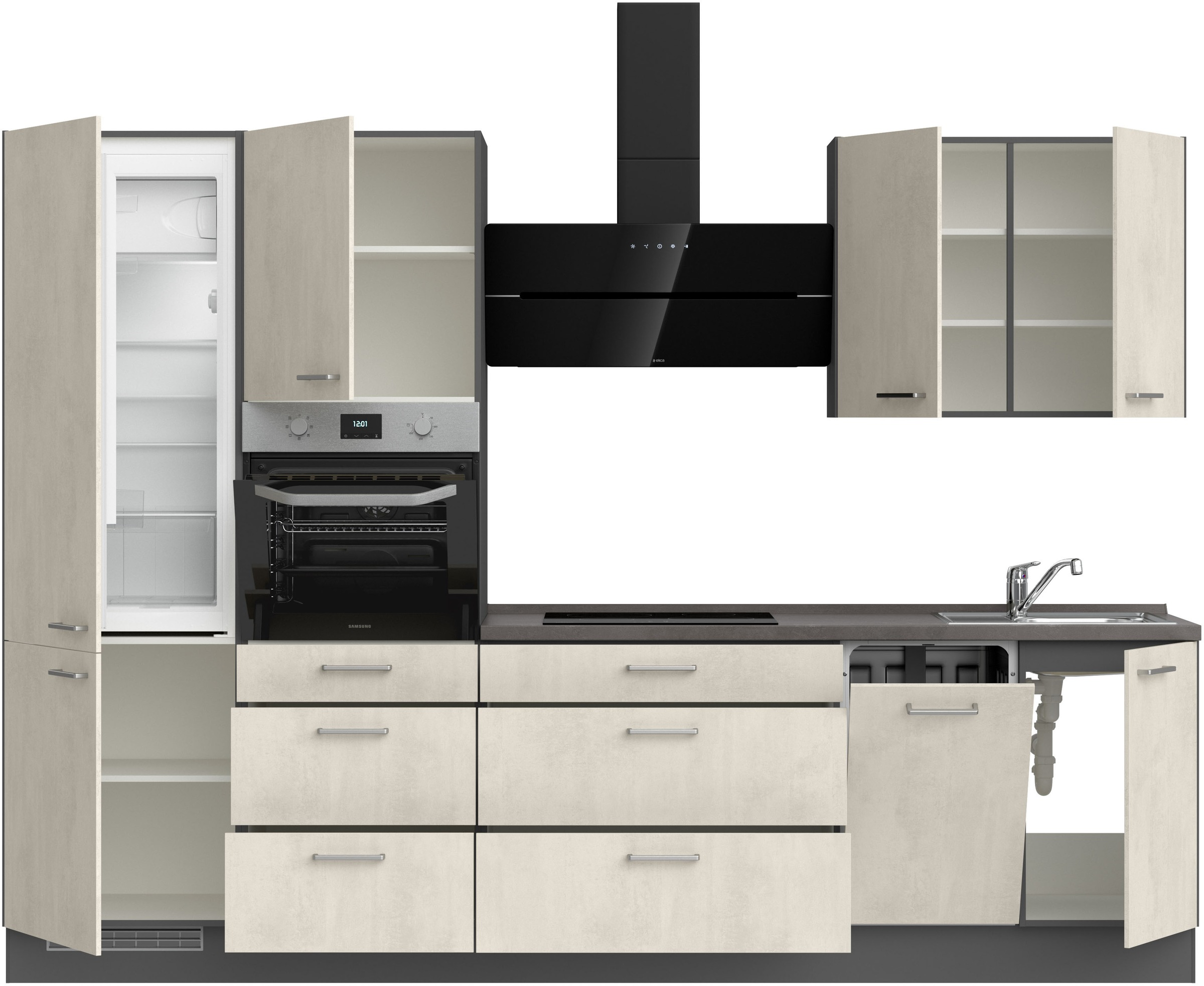 nobilia® Küchenzeile »"Riva II"«, vormontiert, Ausrichtung wählbar, Breite 300 cm, wahlw. mit E-Geräten