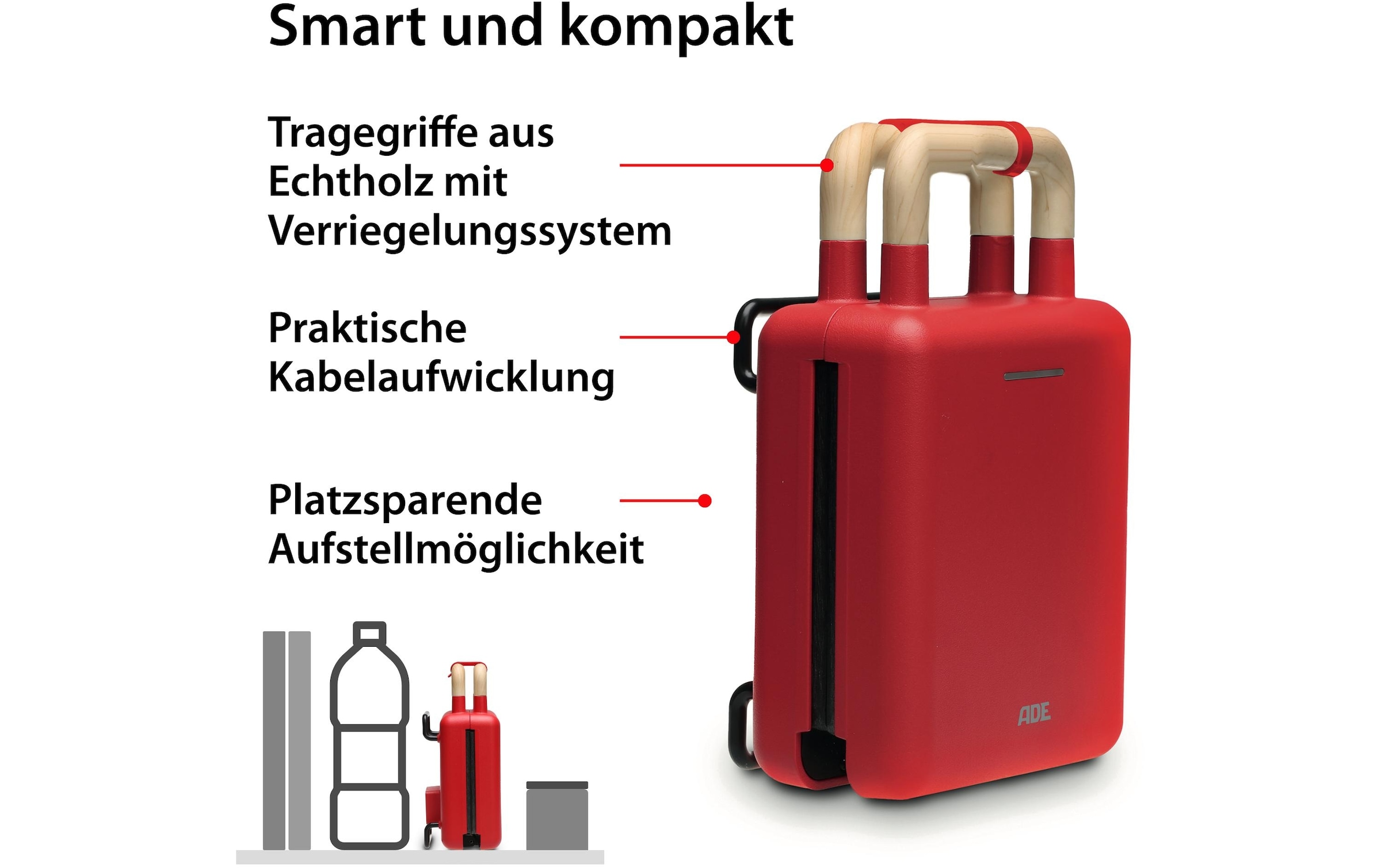 ADE Waffeleisen »Rot« 600 W