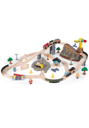 Spielzeug-Eisenbahn »Holzspielzeug, Eisenbahnset Baustelle mit Aufbewahrungsbox«
