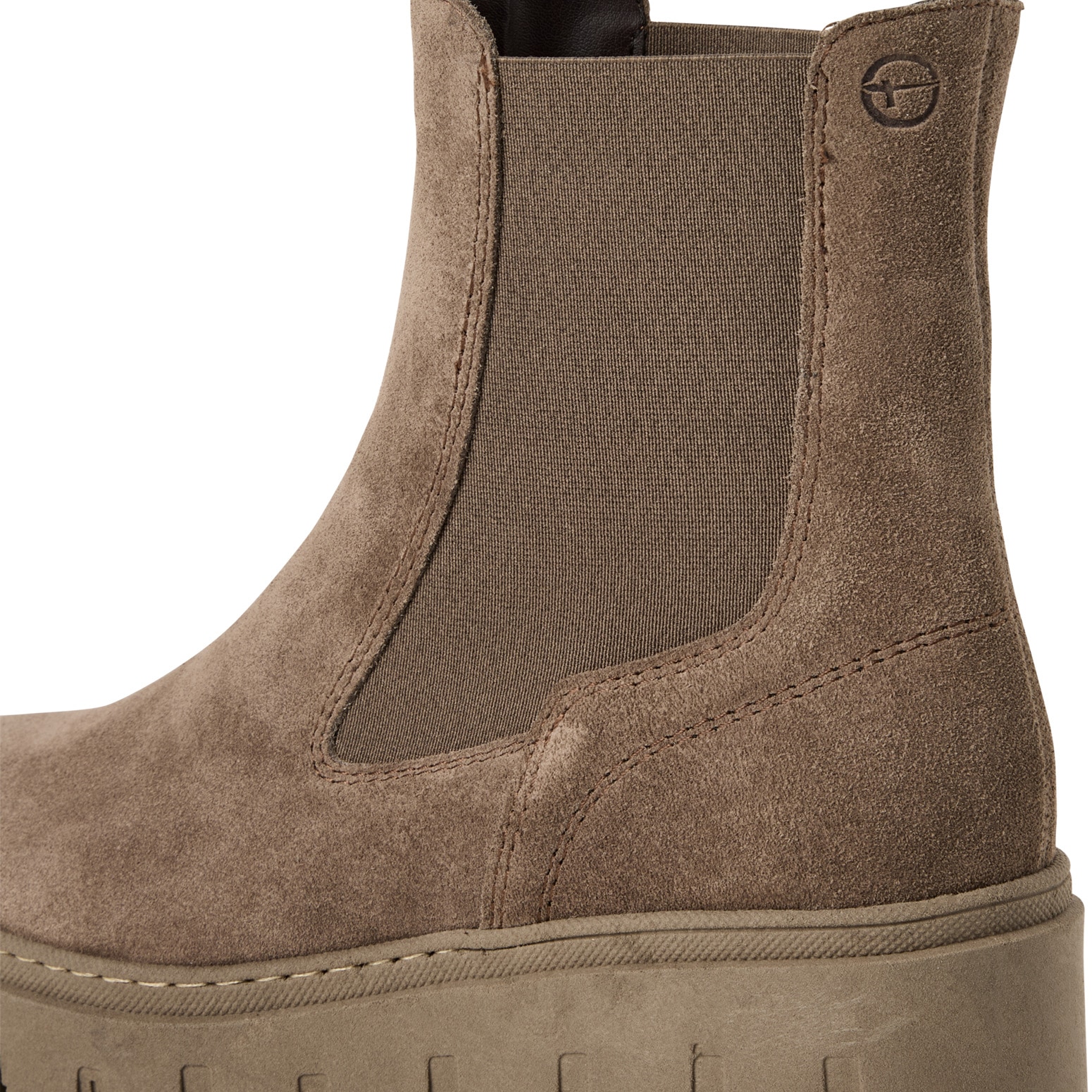Tamaris Chelseaboots, Plateau, Stiefelette, Schlupfschuh mit T-Logoprägung