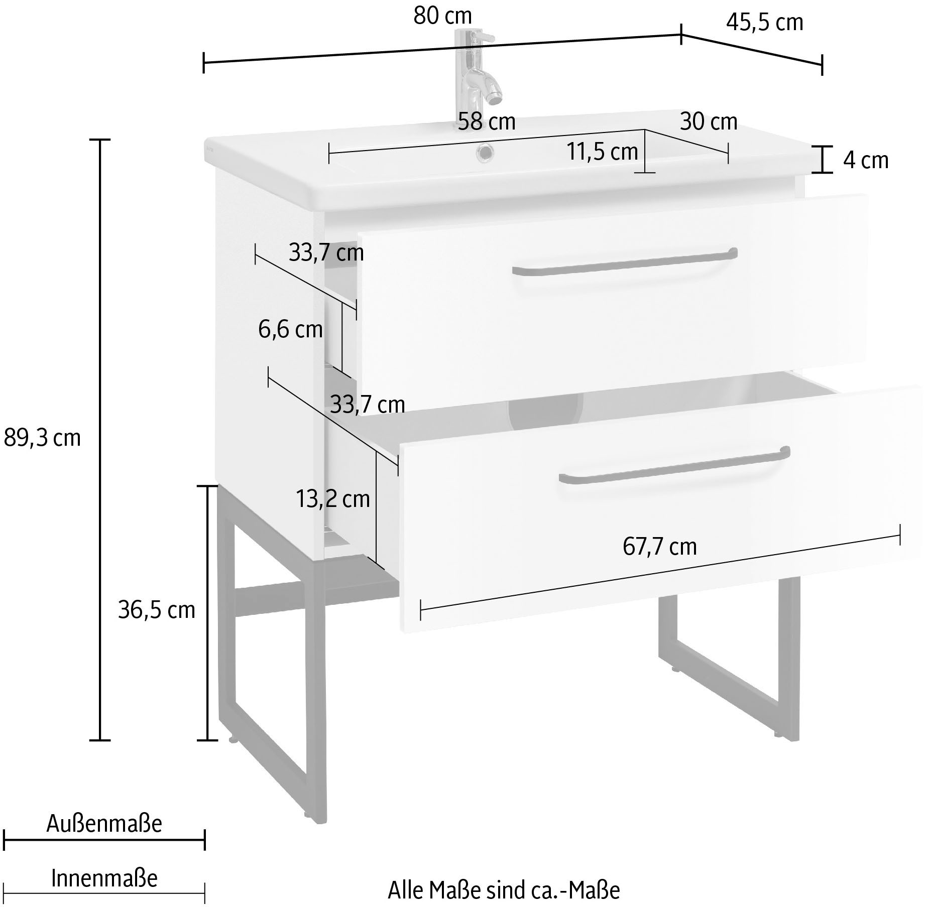 OPTIFIT Waschtisch »Yukon«, Breite 80 cm, mit Keramikbecken