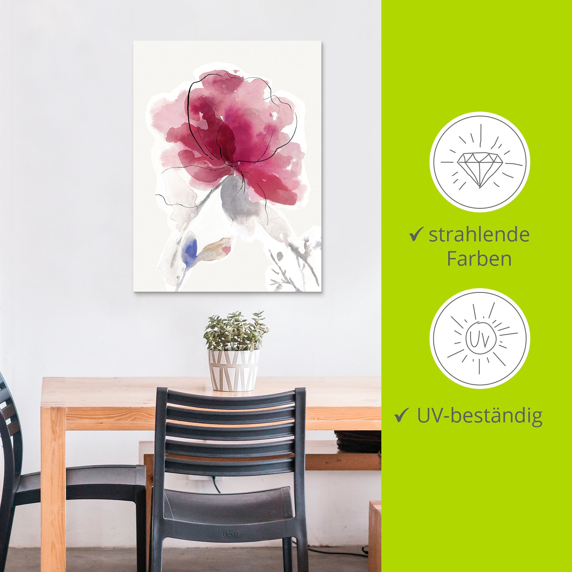 Artland Wandbild »Rosige Blüte II.«, Blumenbilder, (1 St.), als Alubild, Outdoorbild, Leinwandbild, Poster in verschied. Größen