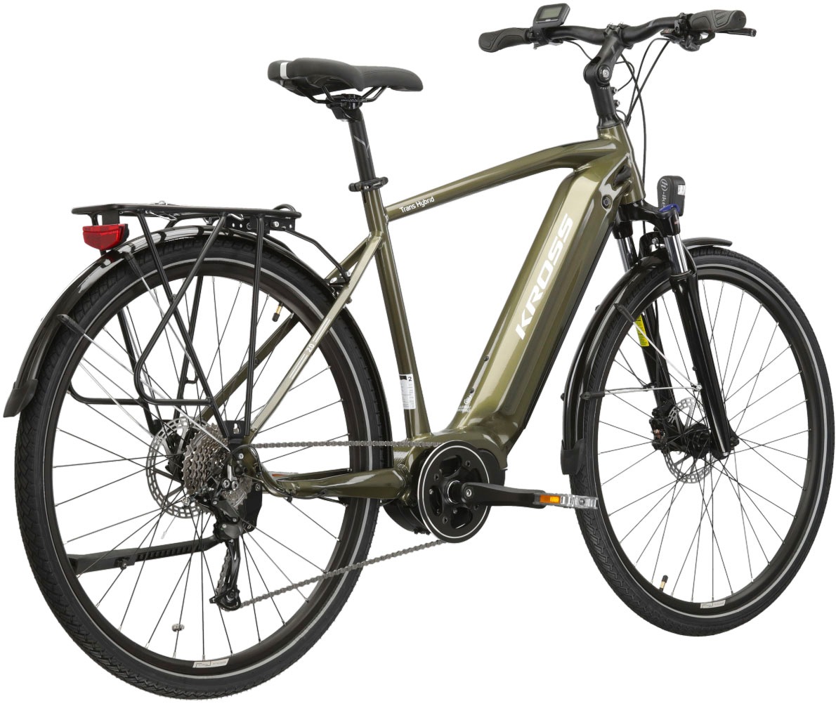 Kross E-Bike »KROSS E-Trekkingrad Herren Trans 5.0 28" khaki 9 Gänge«, 9 Gang, Shimano, ALIVIO M3100, Mittelmotor 250 W, Pedelec, Elektrofahrrad für Herren