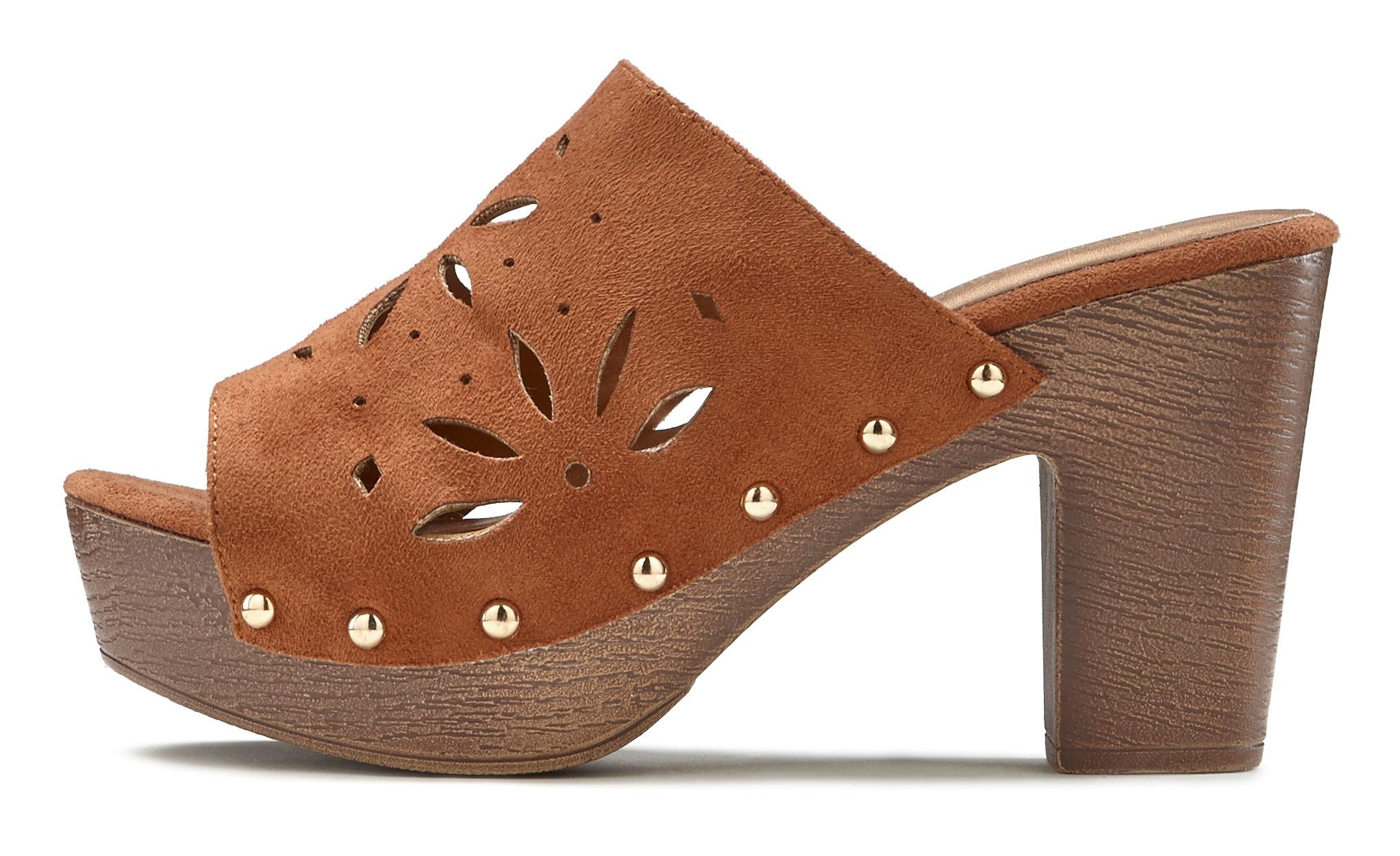 LASCANA Pantolette, mit Cut-Outs und Blockabsatz VEGAN kaufen
