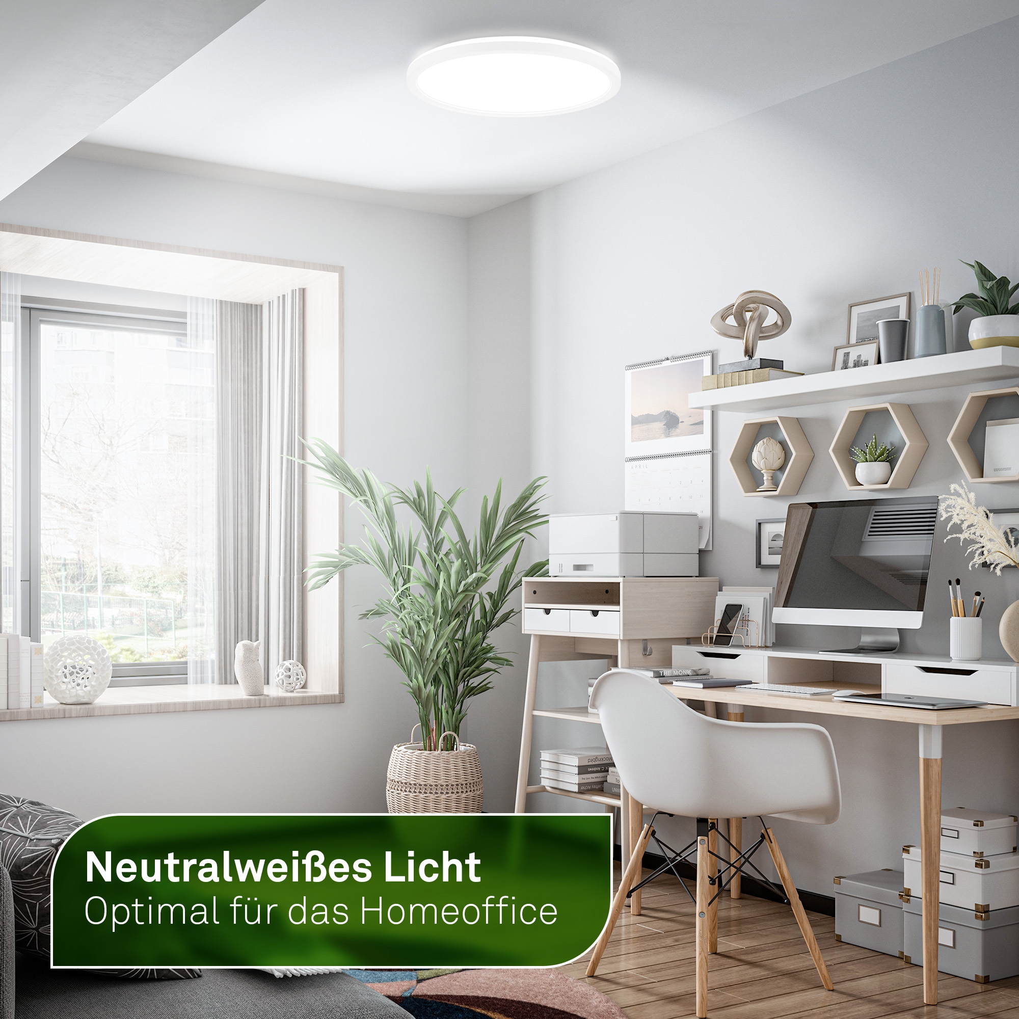 OTTO home LED Panel »ultraflach, Deckenlampe LYMMA mit Backlight« LED-Board 1 Stk. Neutralweiß 4000K, Wohnzimmer Schlafzimmer Küche, Deckenleuchte Energieeffizienz A