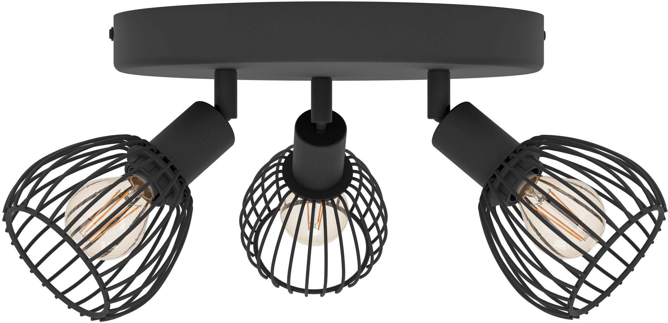 EGLO Deckenleuchte »Sonnino Deckenlampe 3-fach, schwenkbare Spots, Metall, Deckenspot, E14« E14 1 Stk. Spot - H18,5 x Ø25 cm - schwarz - 3X40W exkl.