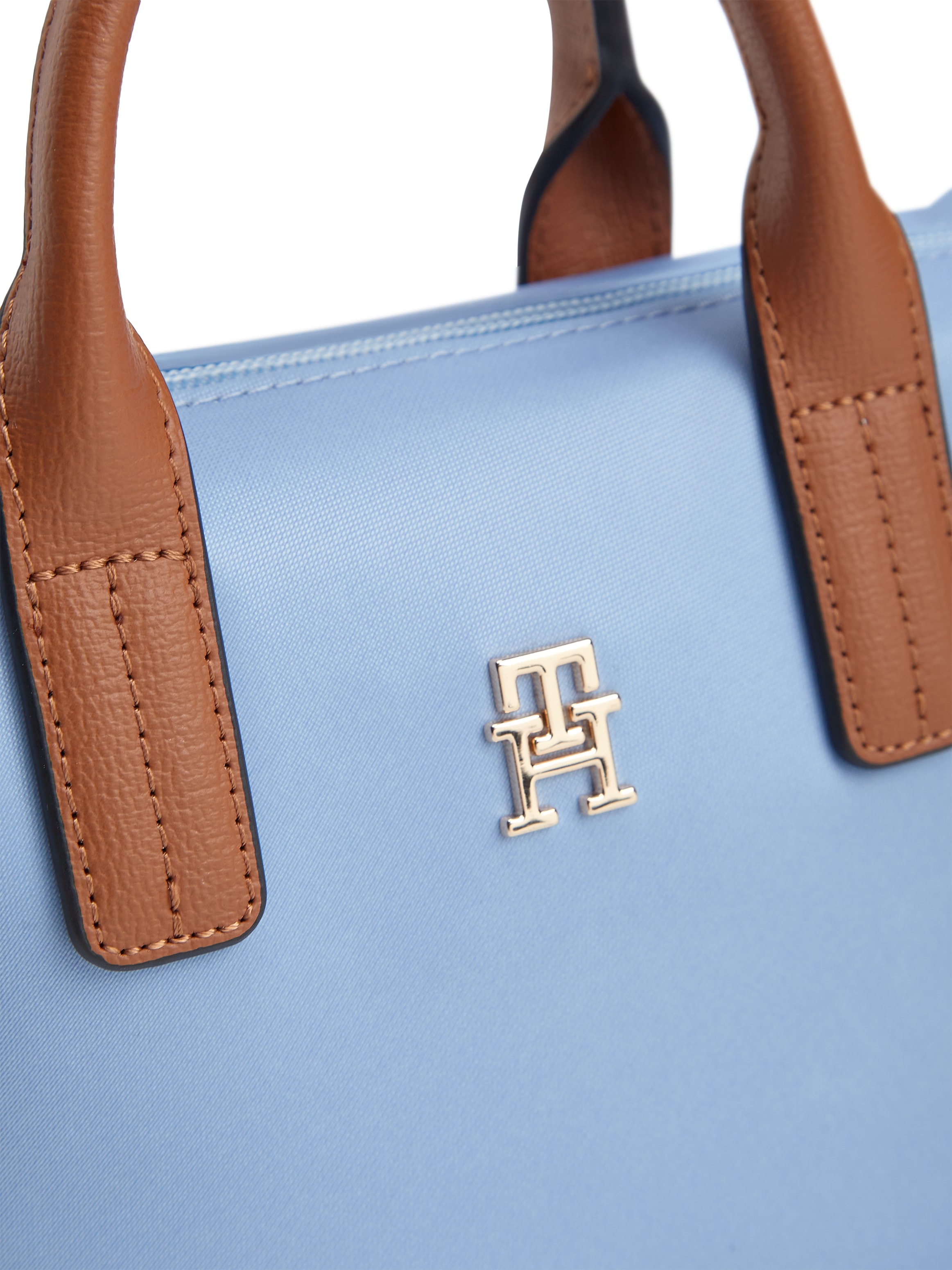 Tommy Hilfiger Tragetasche »POPETTE MICRO TOTE« Damen Schultertasche, Handtasche mit kontrastfarbigen Tragegriffen