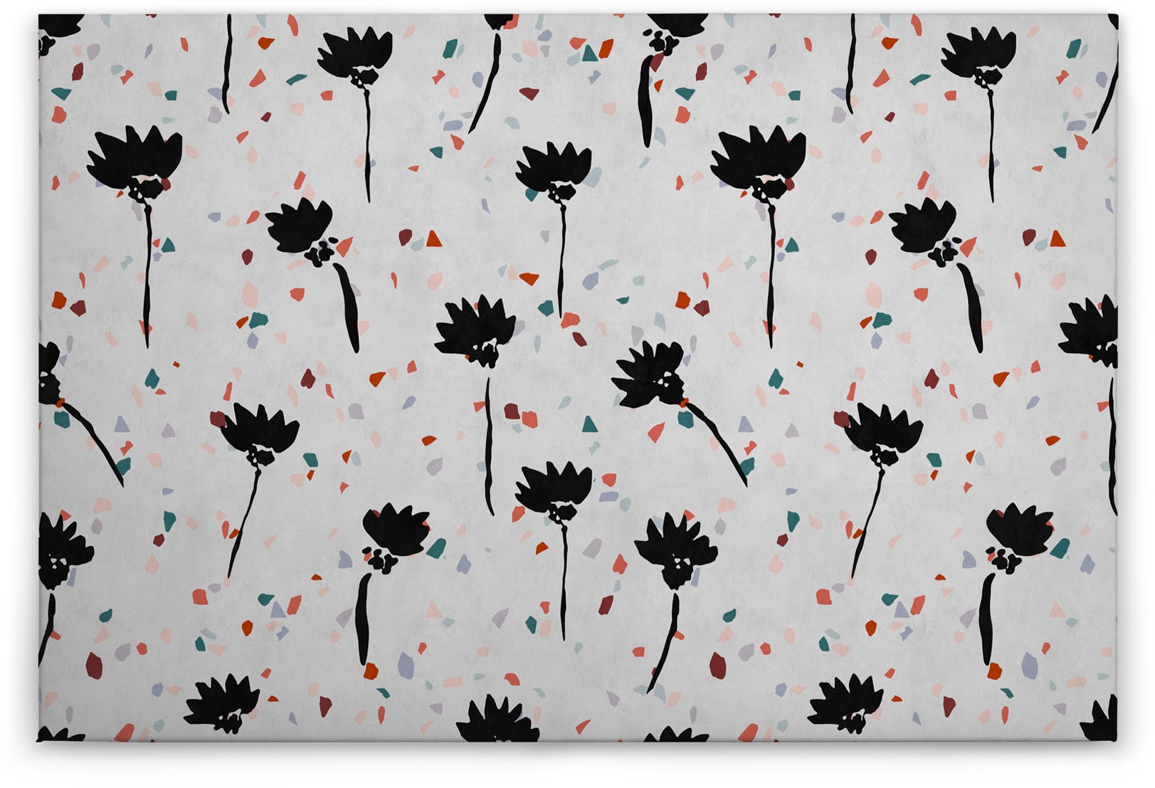 A.S. Création Leinwandbild »terrazzo«, Kunst-Blumen-Kinder, (1 St.), Keilrahmen Abstrakt Blumen Bunt Grau Leinwand-Bild Wohnzimmer modern
