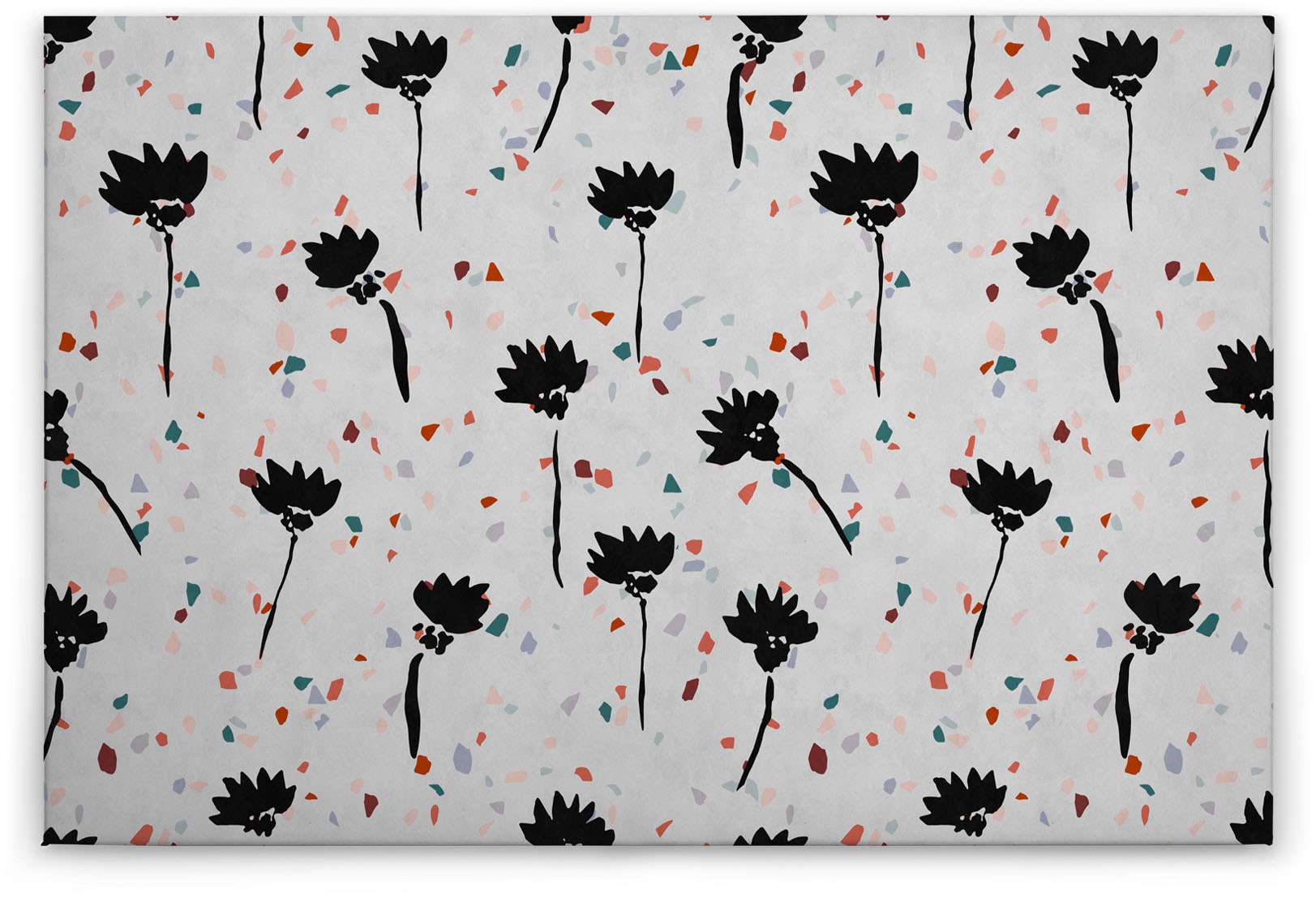 Bricoflor Wandbild Mit Blumen Im Terrazzo Stil Leinwand Bild Im Scandi Look günstig online kaufen